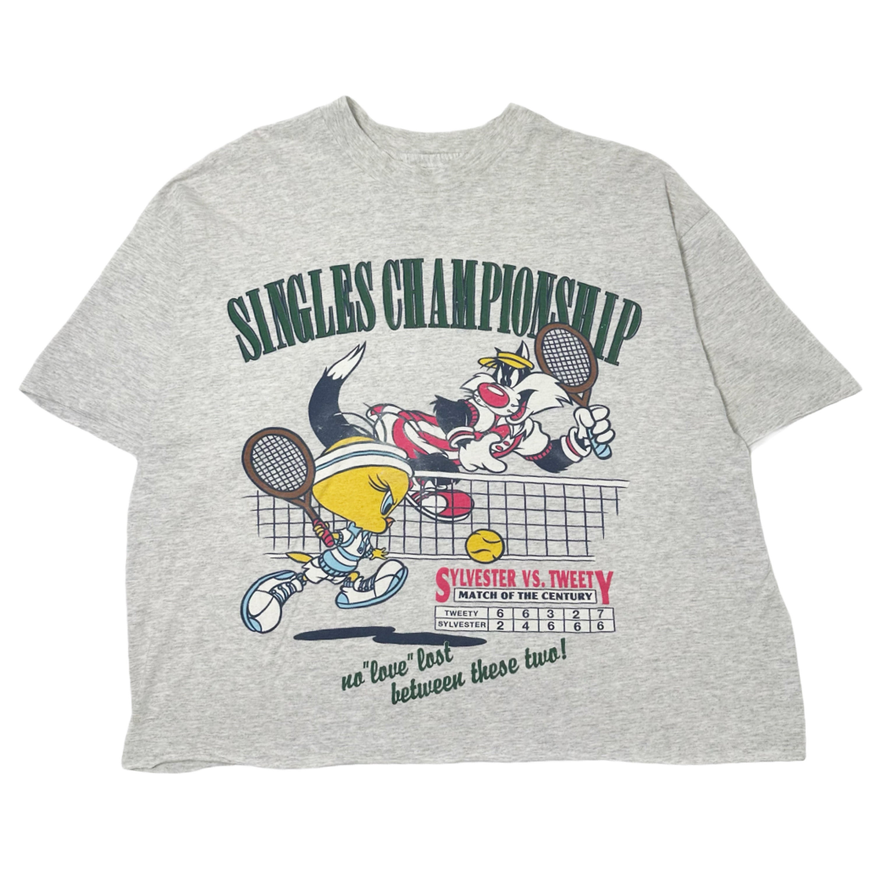 1991 Sylvester vs. Tweety Tennis Graphic Tee Cropped XL