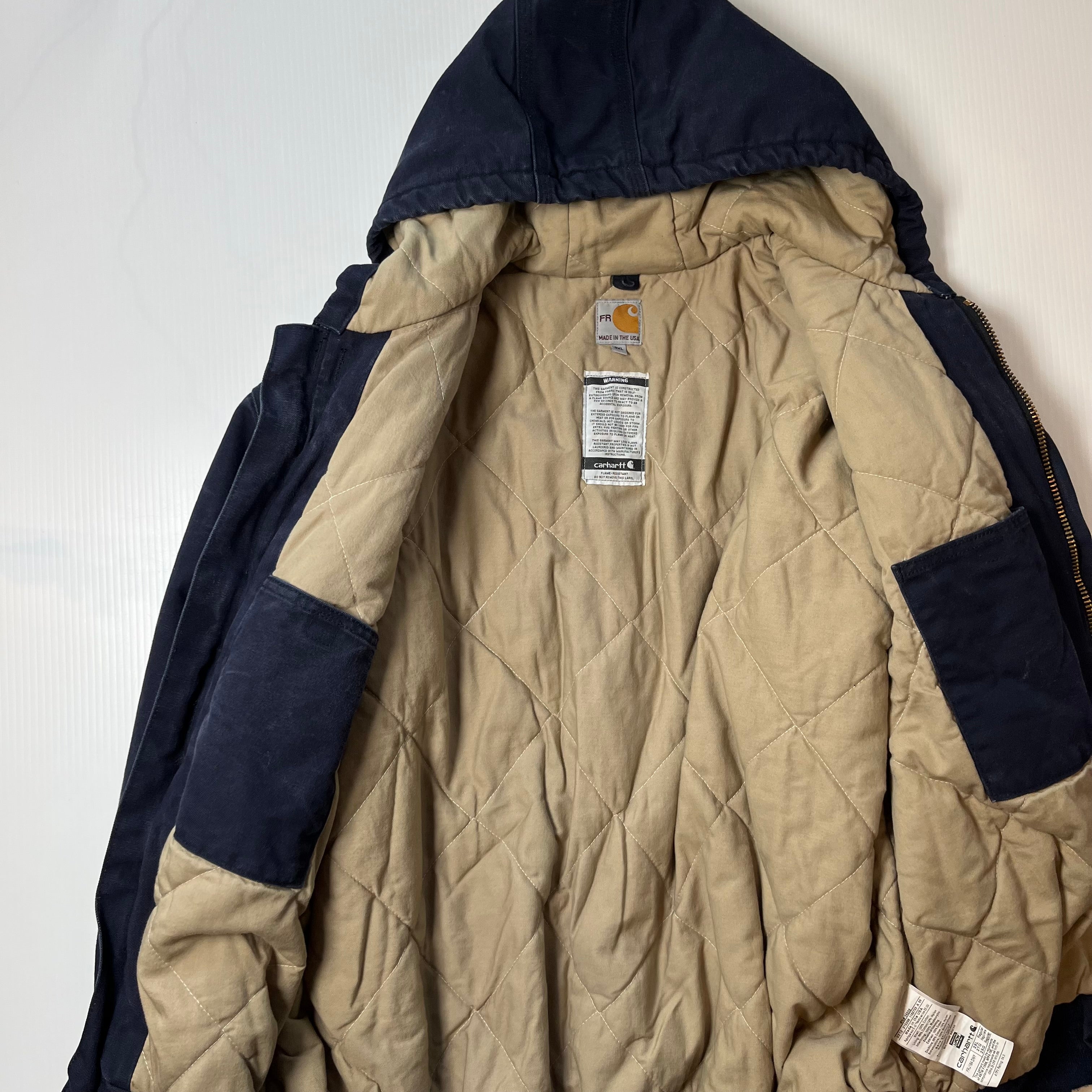 Vintage Carhartt FR Quilted Hooded Zip Jacket XXL