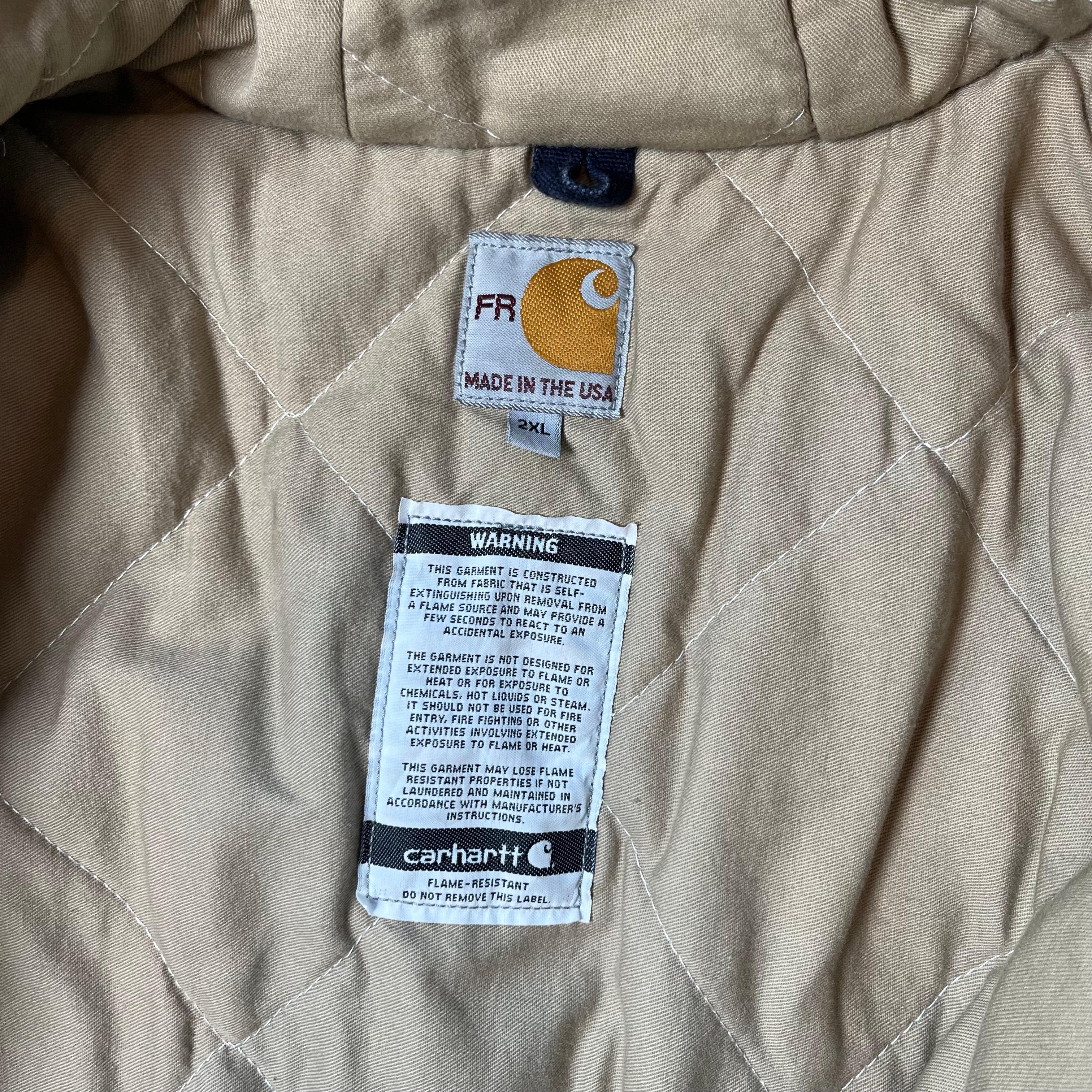 Vintage Carhartt FR Quilted Hooded Zip Jacket XXL