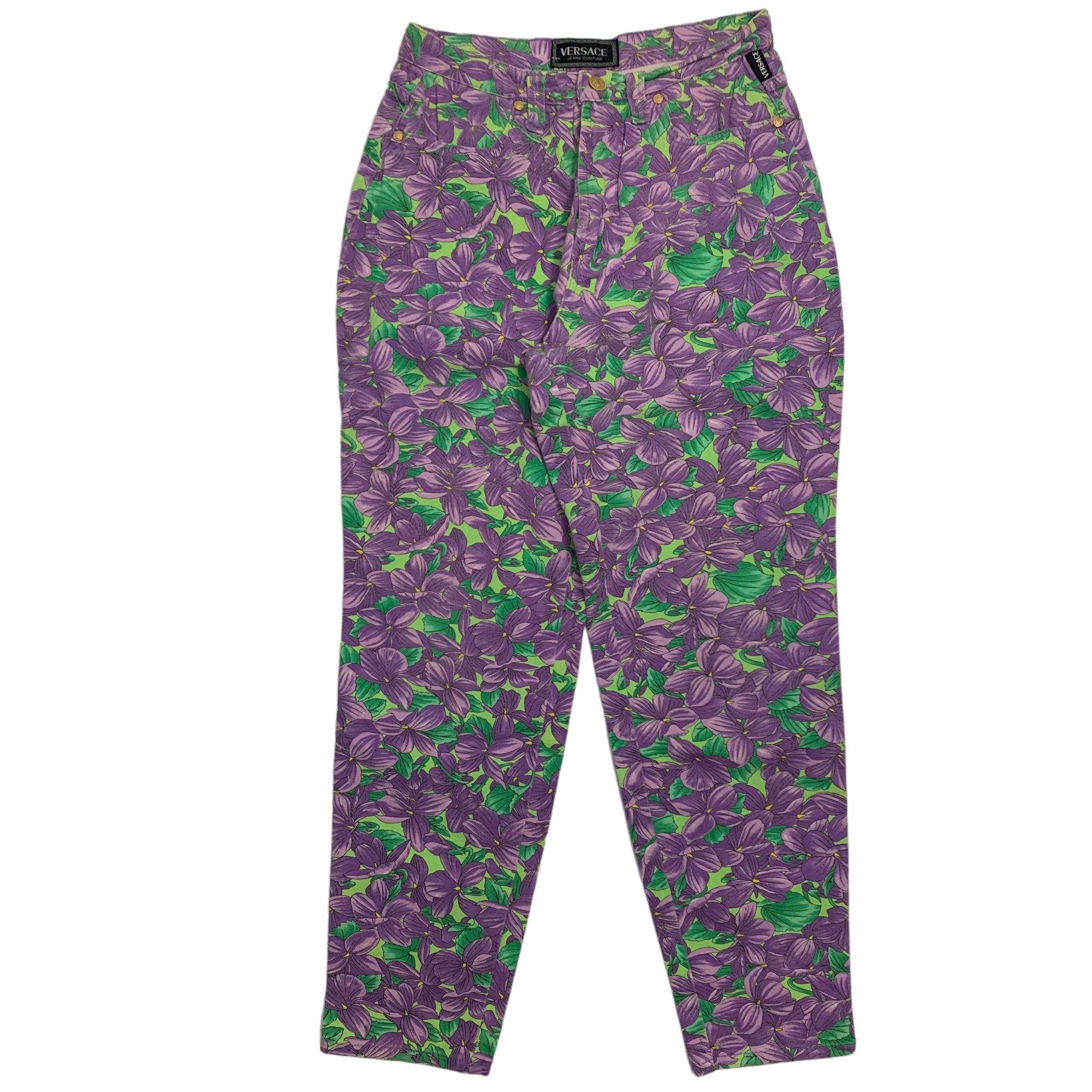90s Versace Floral Print Denim 29