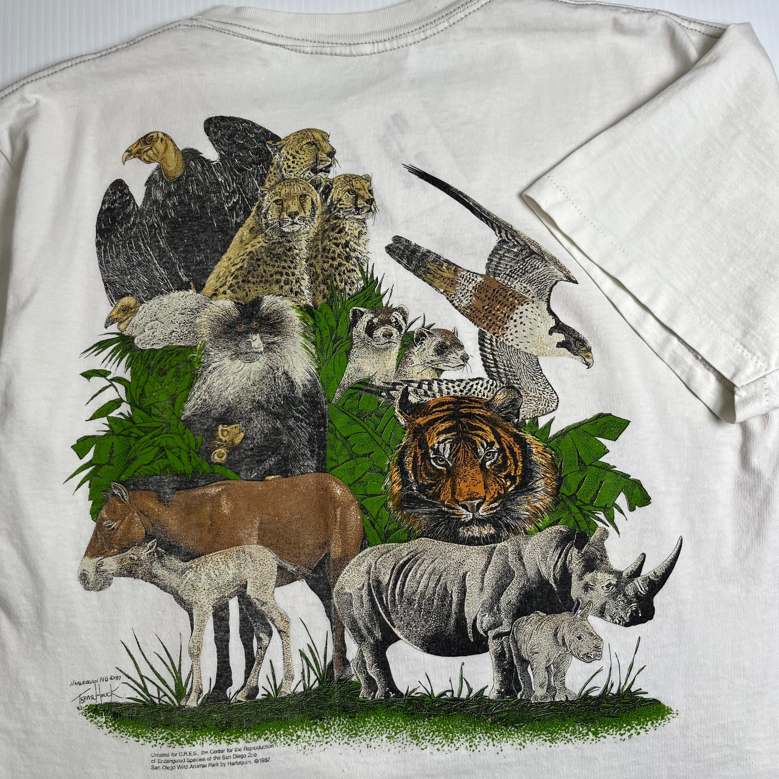 1987 Harlequin San Diego Zoo Animals Graphic Tee L