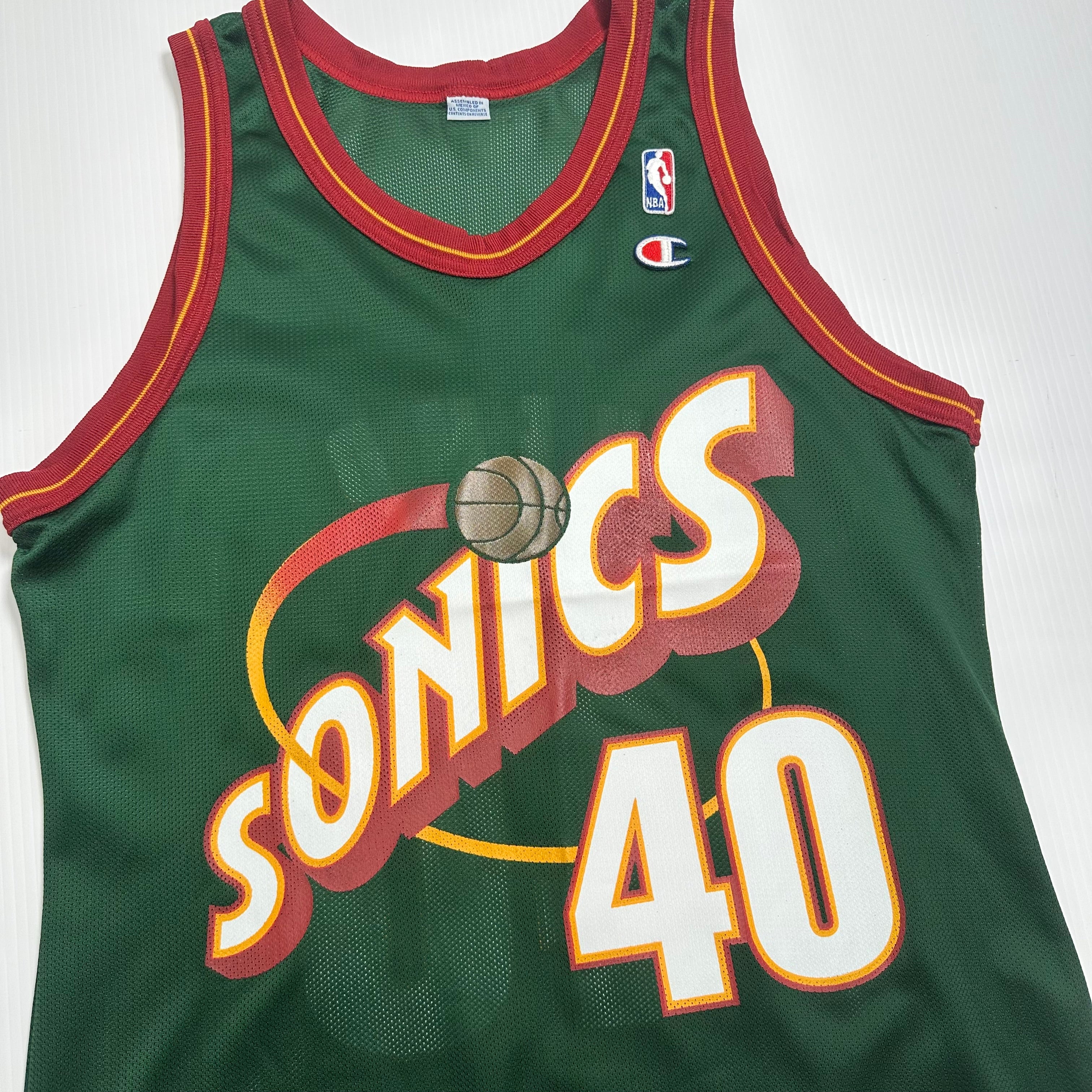 90s Champion Seattle Sonics Shawn Kemp #40 Jersey L