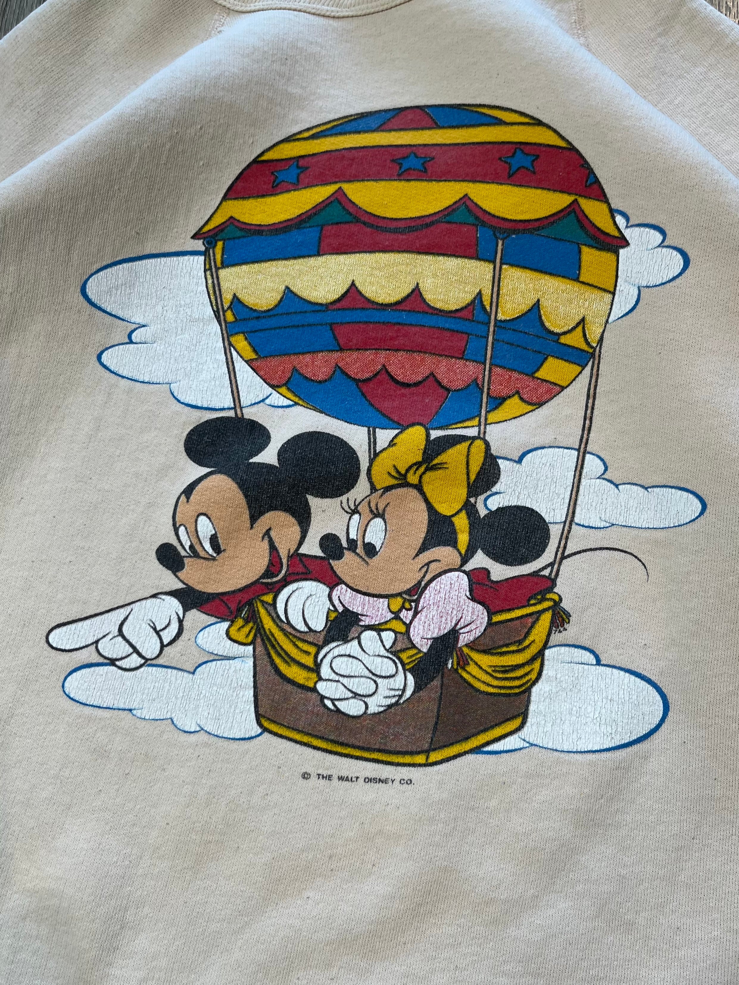 80s Walt Disney Mickey & Minnie Hot Air Balloon Crewneck S