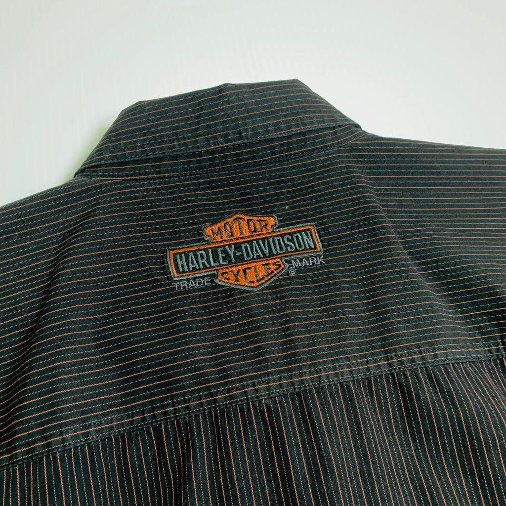 Harley Davidson Pre-Luxe Striped Short Sleeve Button Up Shirt XL