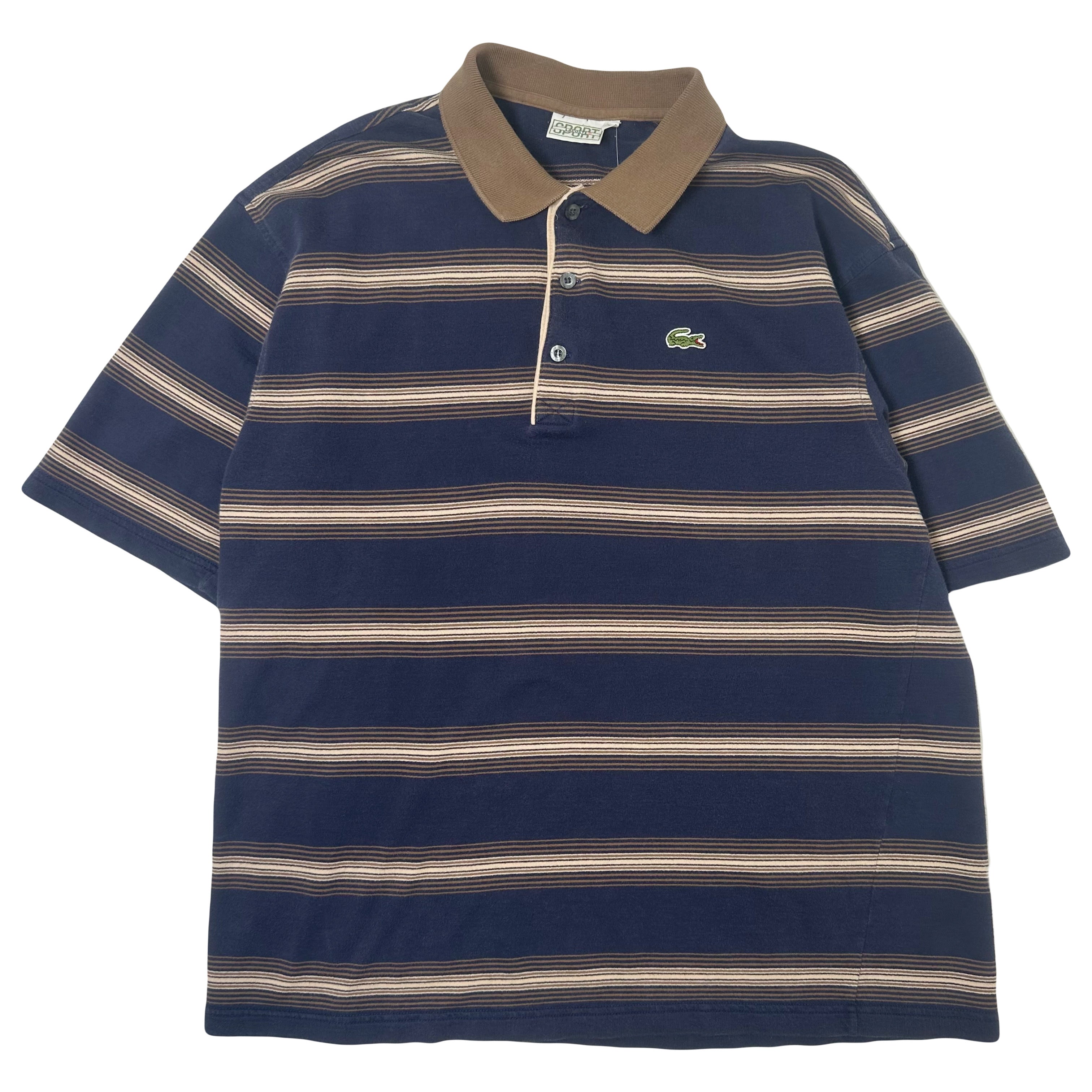 Vintage Lacoste Sport Striped Polo Shirt L
