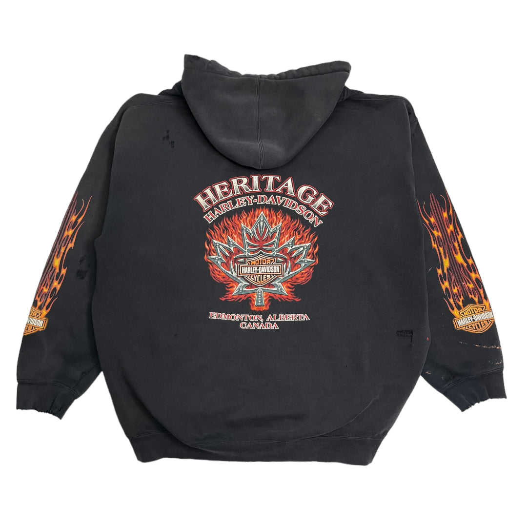 Harley Davidson Heritage Edmonton Distressed Zip Hoodie 3XL