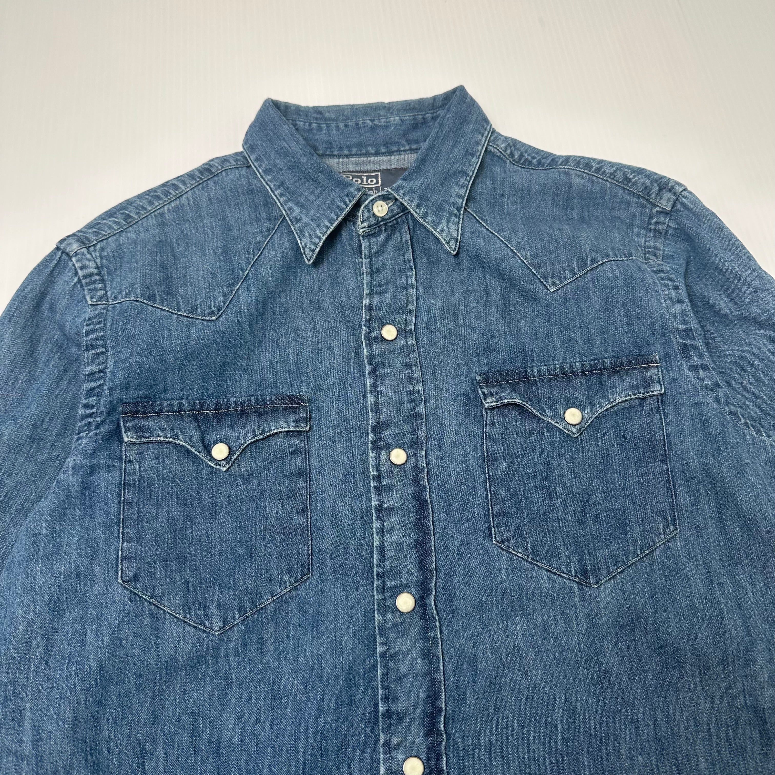 Vintage Polo Ralph Lauren Cropped Denim Button Up M