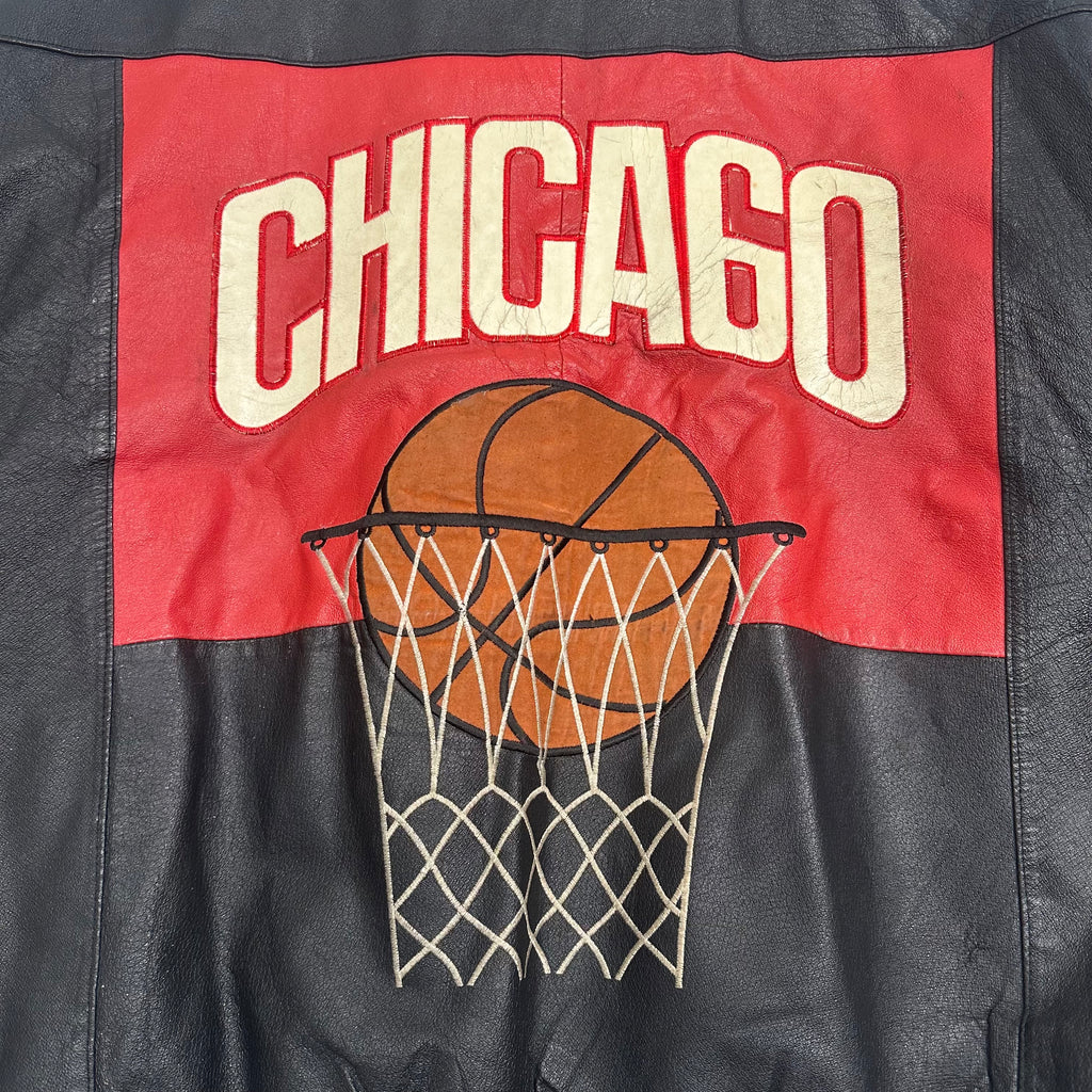 Vintage Chicago Basketball Leather Jacket XL