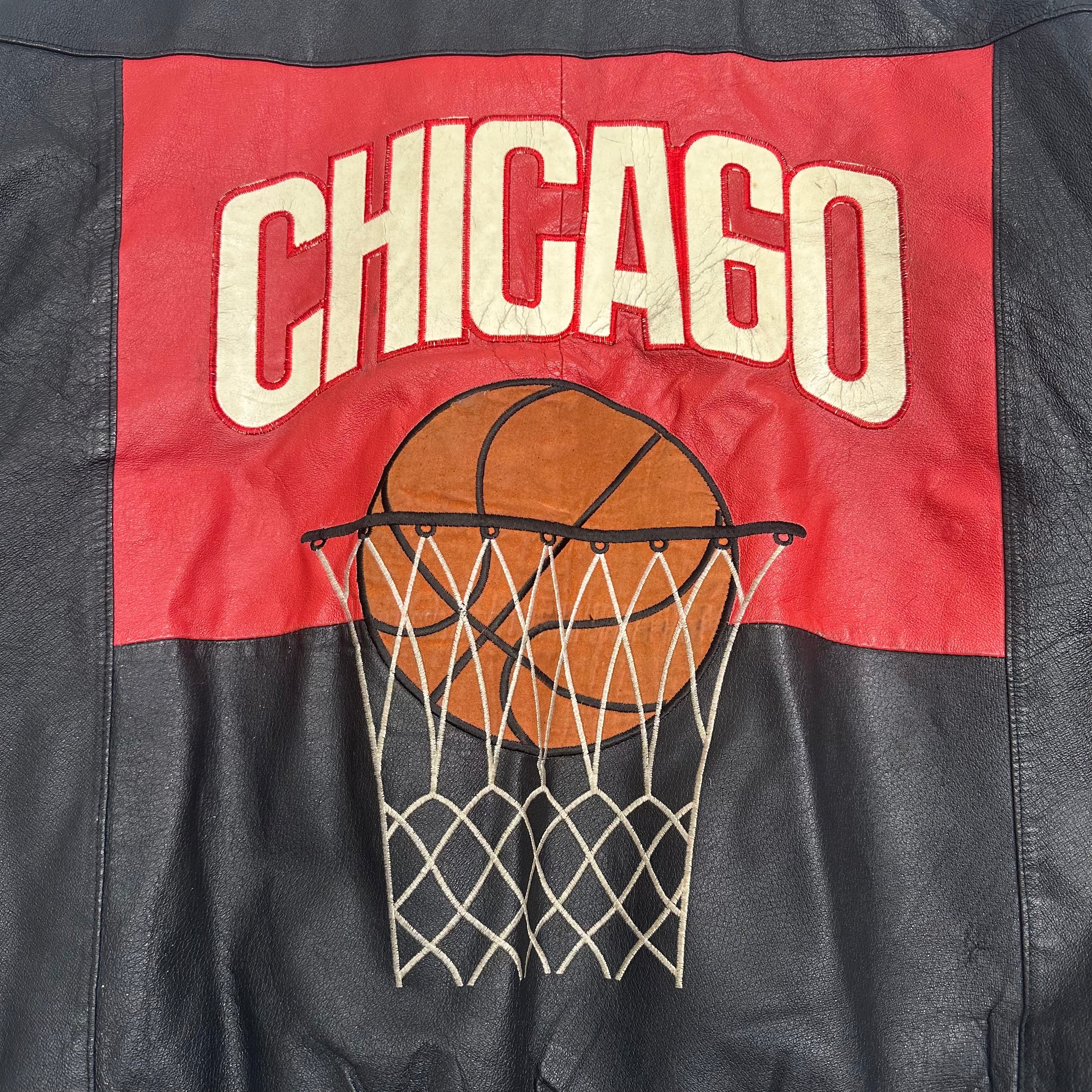 Vintage Chicago Basketball Leather Jacket XL