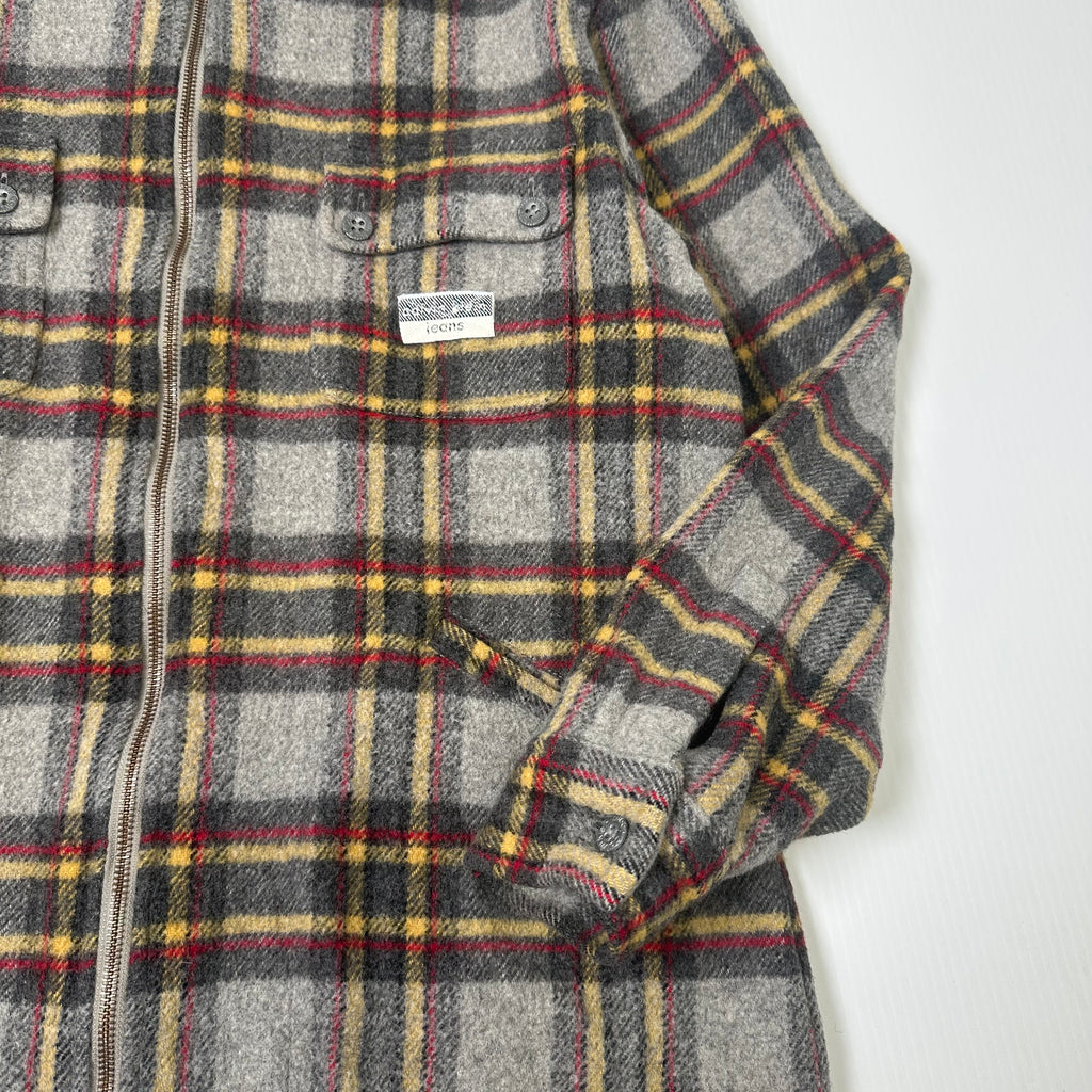Vintage Calvin Klein Jeans Plaid Full Zip Wool Blend Jacket L