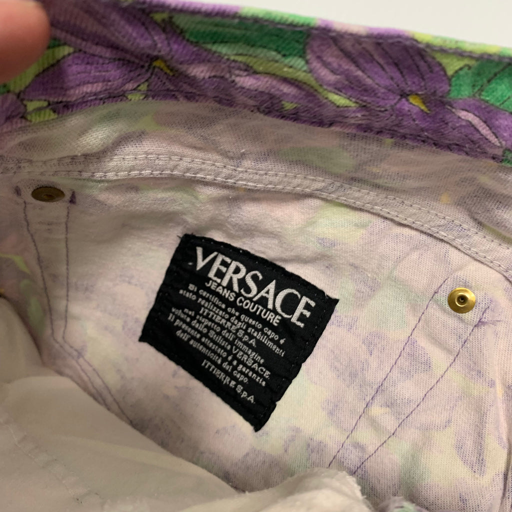 90s Versace Floral Print Denim 29