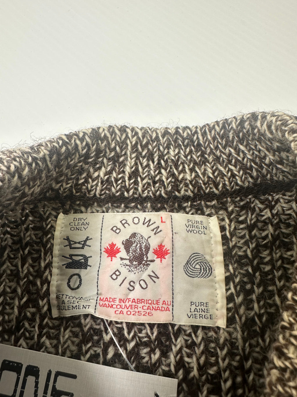Vintage Brown Bison Wool Knit Sweater L