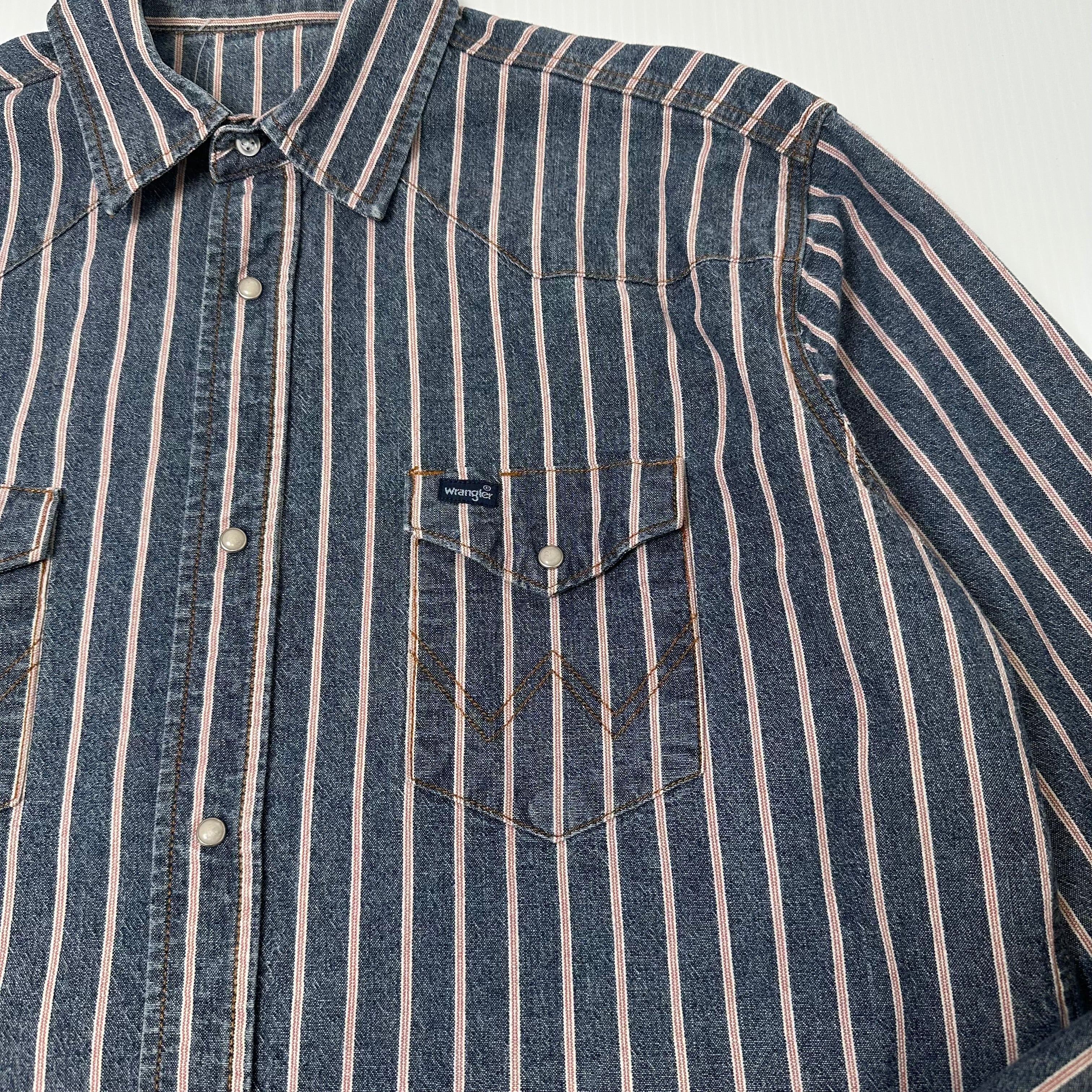 Vintage Wrangler Pinstriped Button Up Shirt XL
