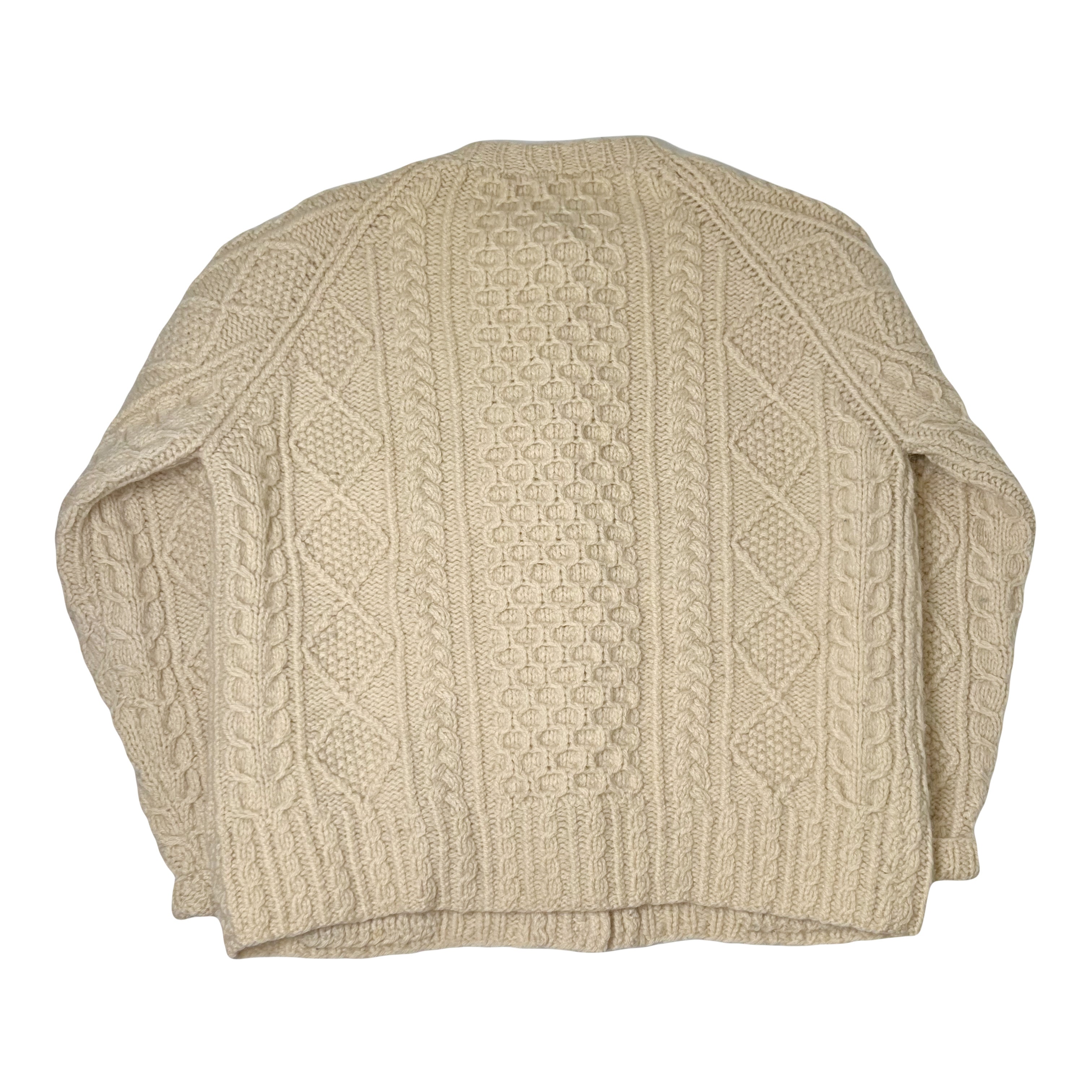 Vintage Loch Garman Ivory Cable Knit Cardigan Sweater M