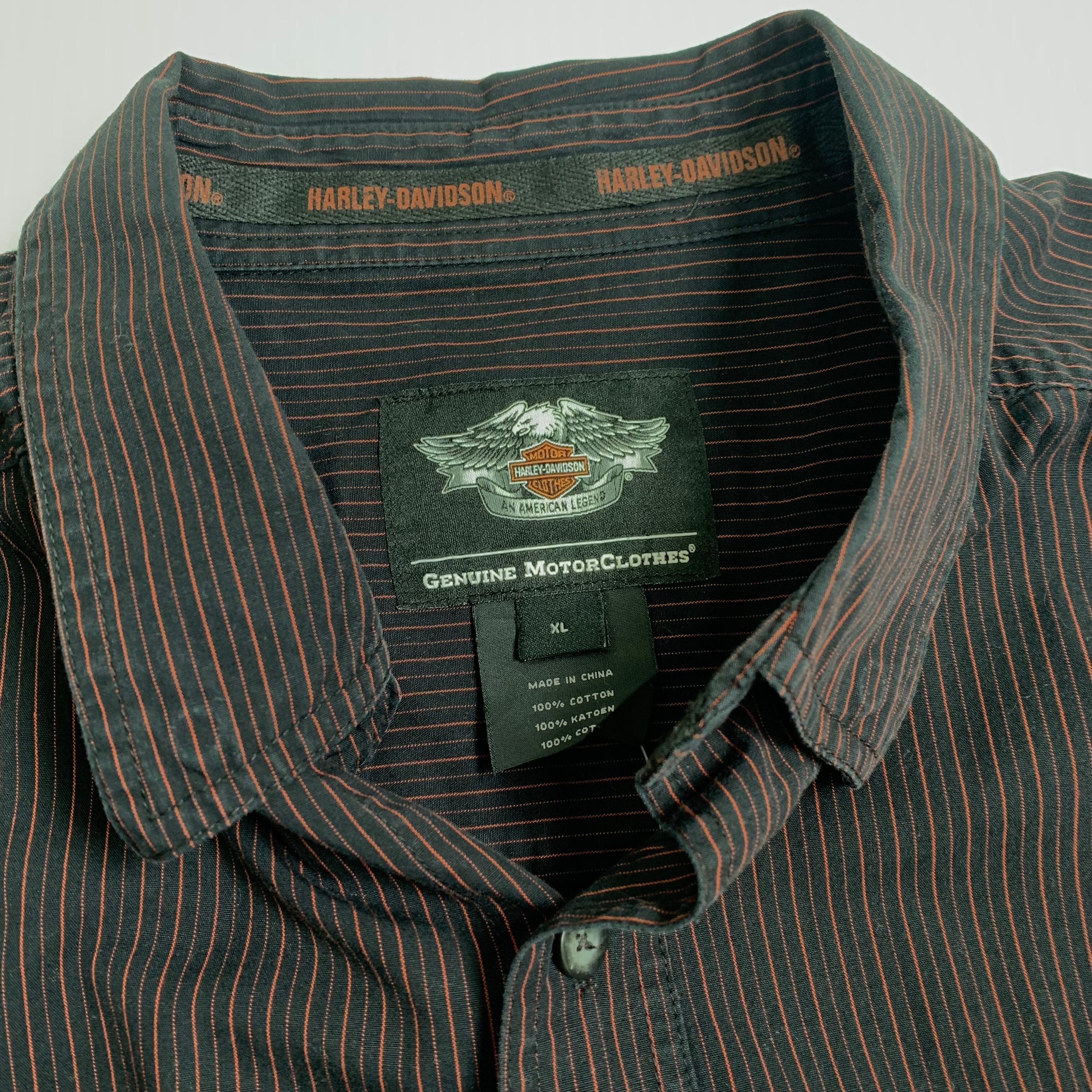 Harley Davidson Pre-Luxe Striped Short Sleeve Button Up Shirt XL