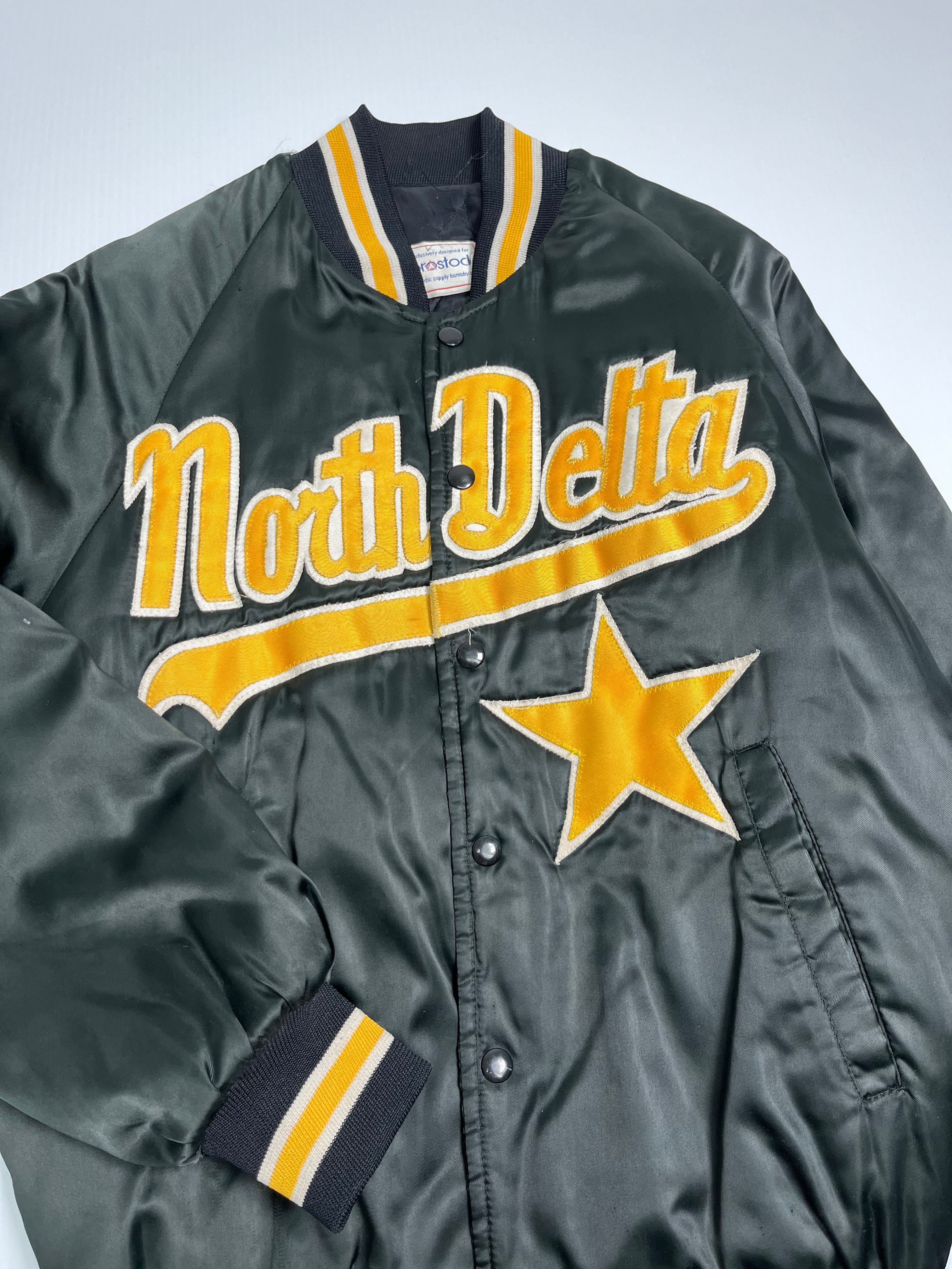 Vintage North Delta Stars Satin Varsity Jacket S