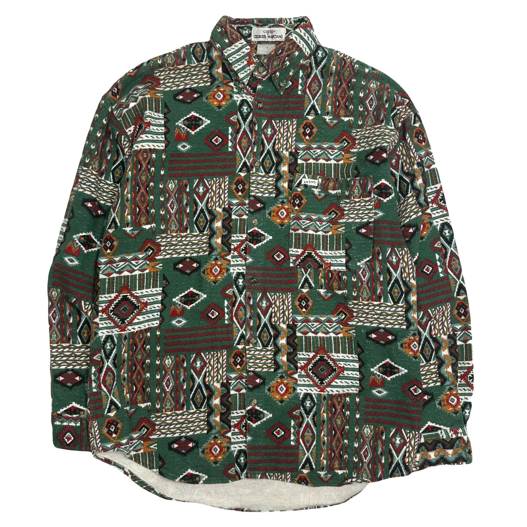 Vintage Guess Georges Marciano Abstract Pattern Button-Up Shirt XL