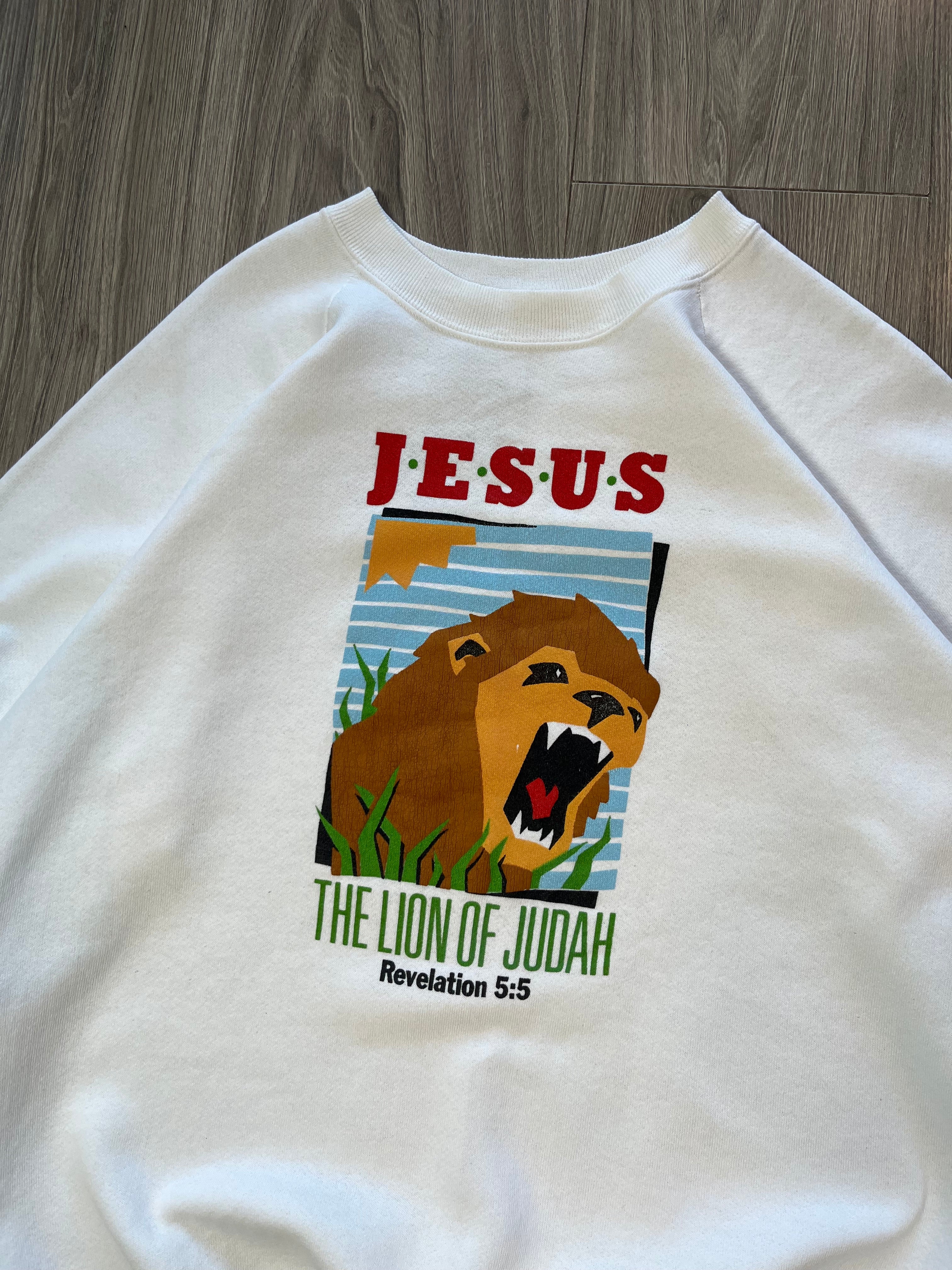 Vintage Jesus Revelation 5:5 Lion Crewneck XL