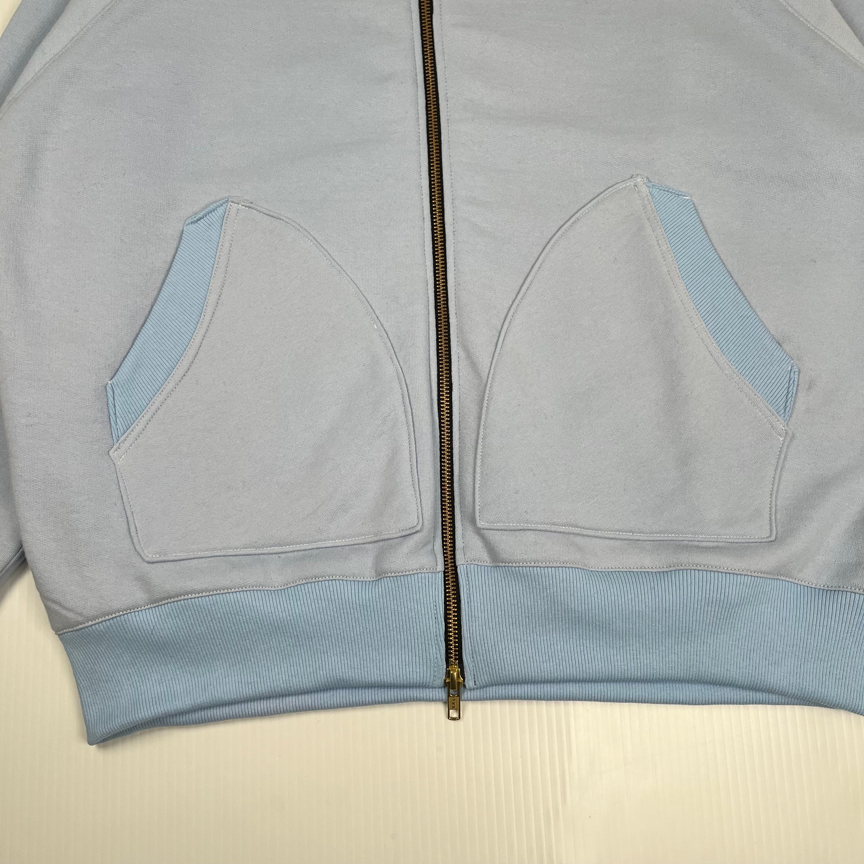 Rework Baby Blue Double Zip Hoodie L