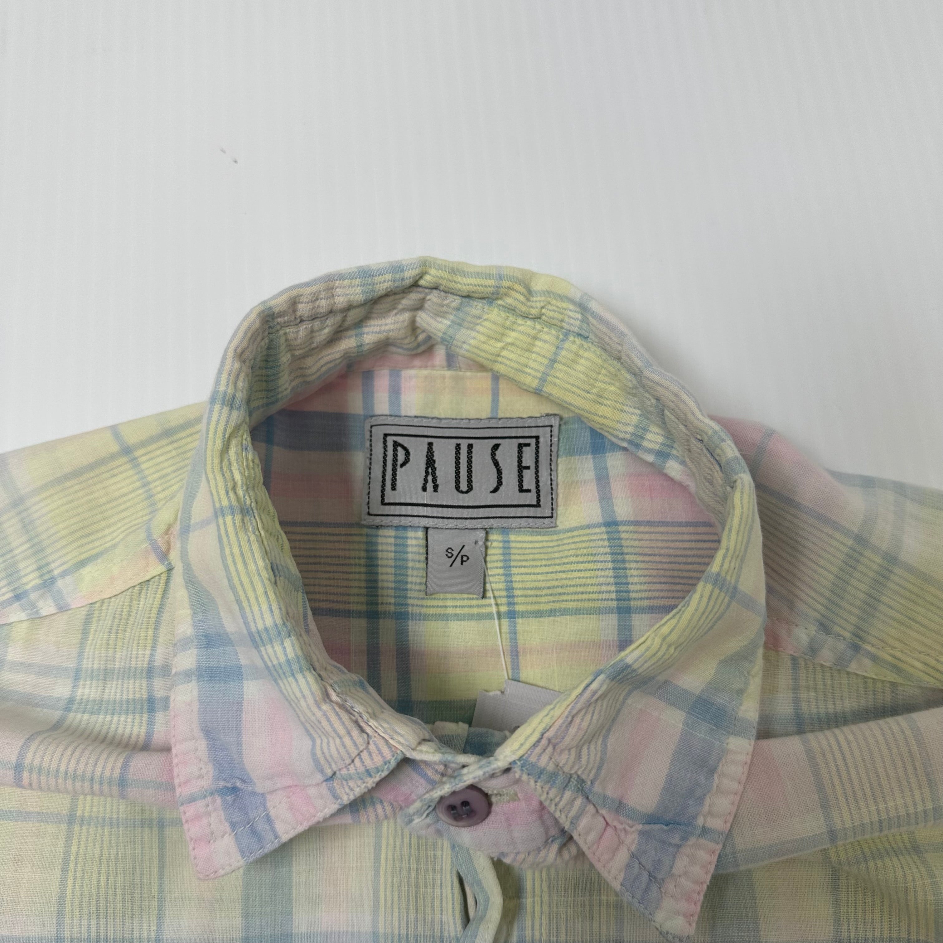 Vintage Pause Pastel Short Sleeve Button Up S