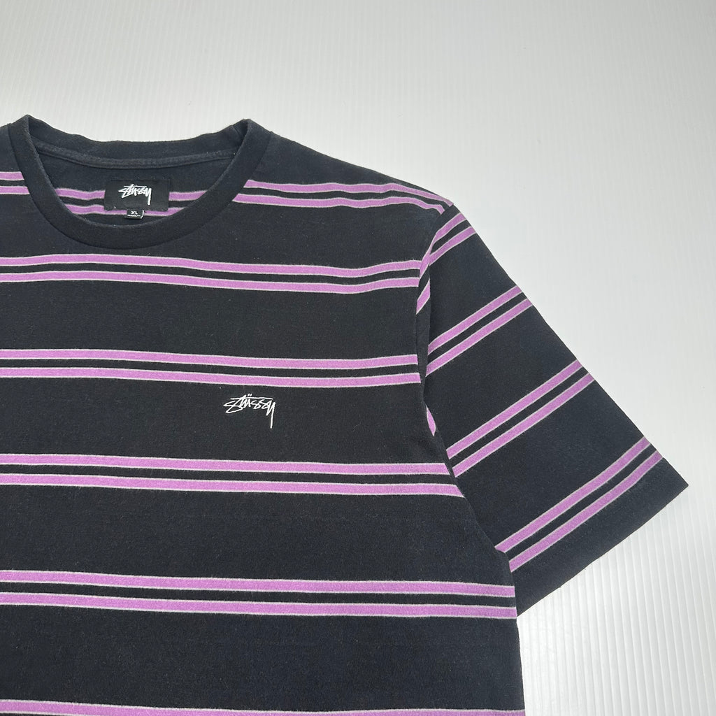 Stüssy Mini Logo Striped Tee XL