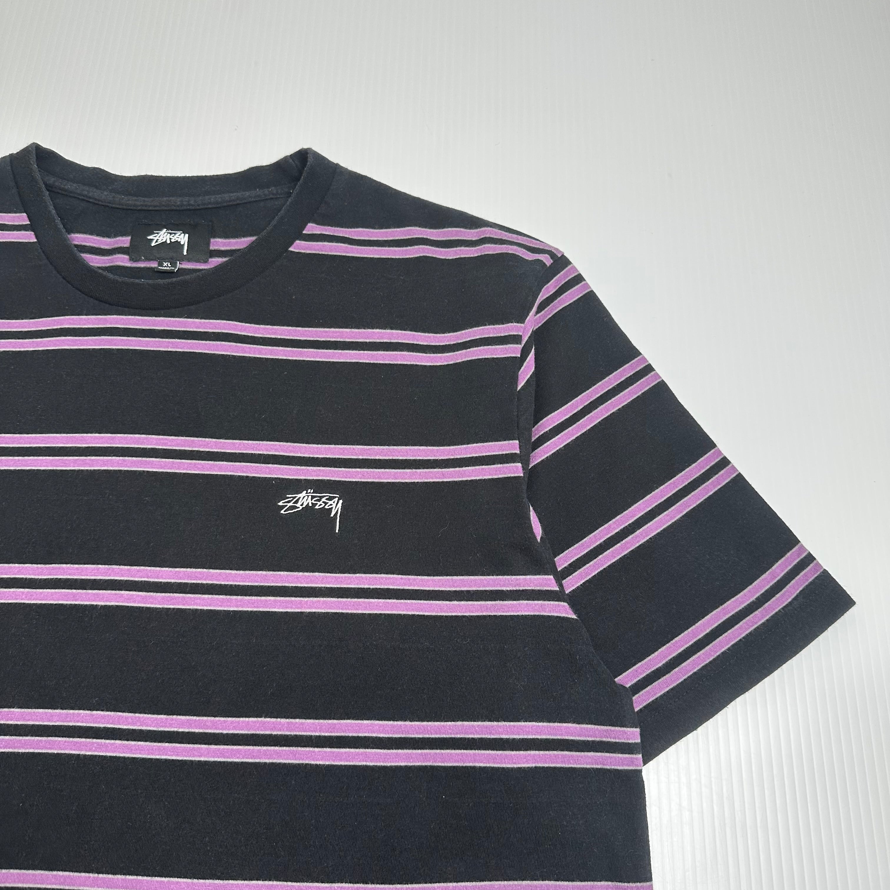 Stüssy Mini Logo Striped Tee XL