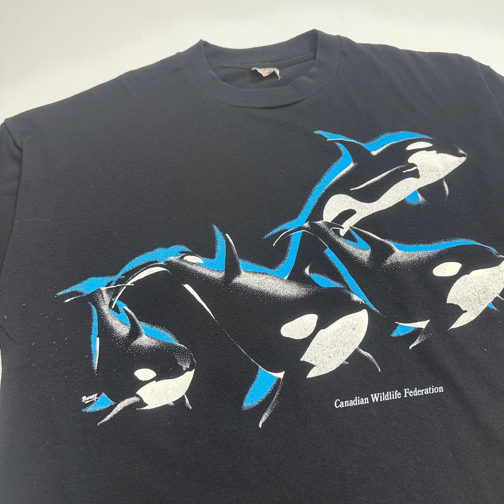 Vintage Canadian Wildlife Federation Orca Whale Tee L