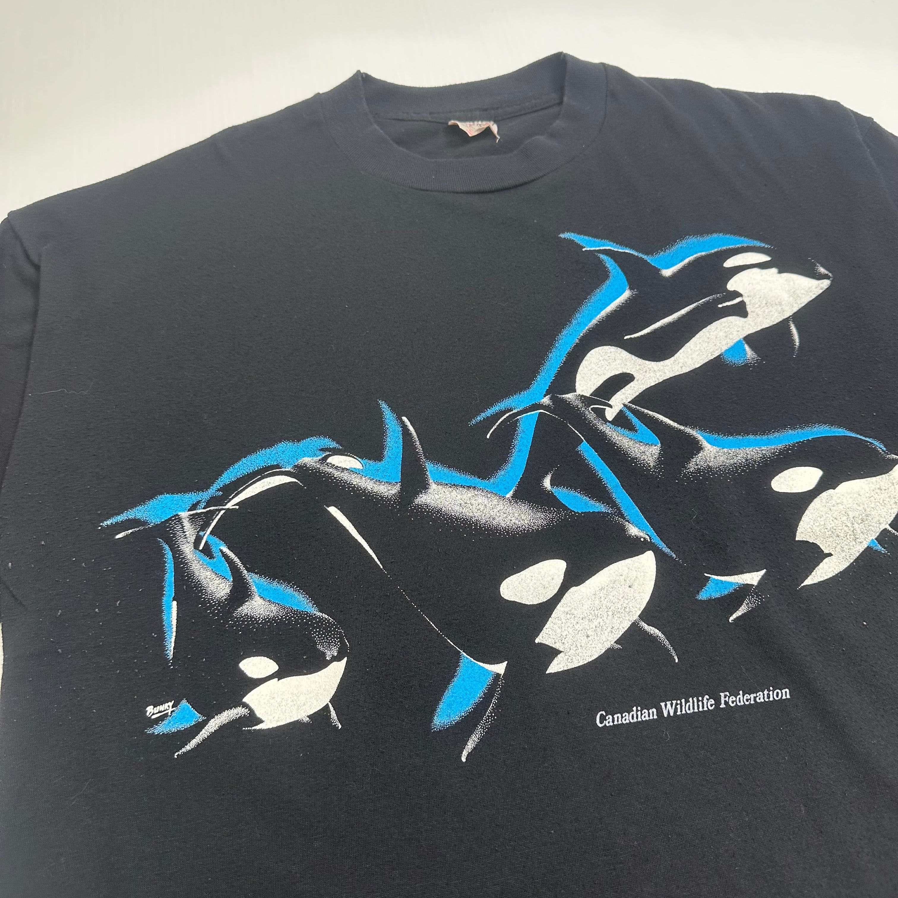 Vintage Canadian Wildlife Federation Orca Whale Tee L