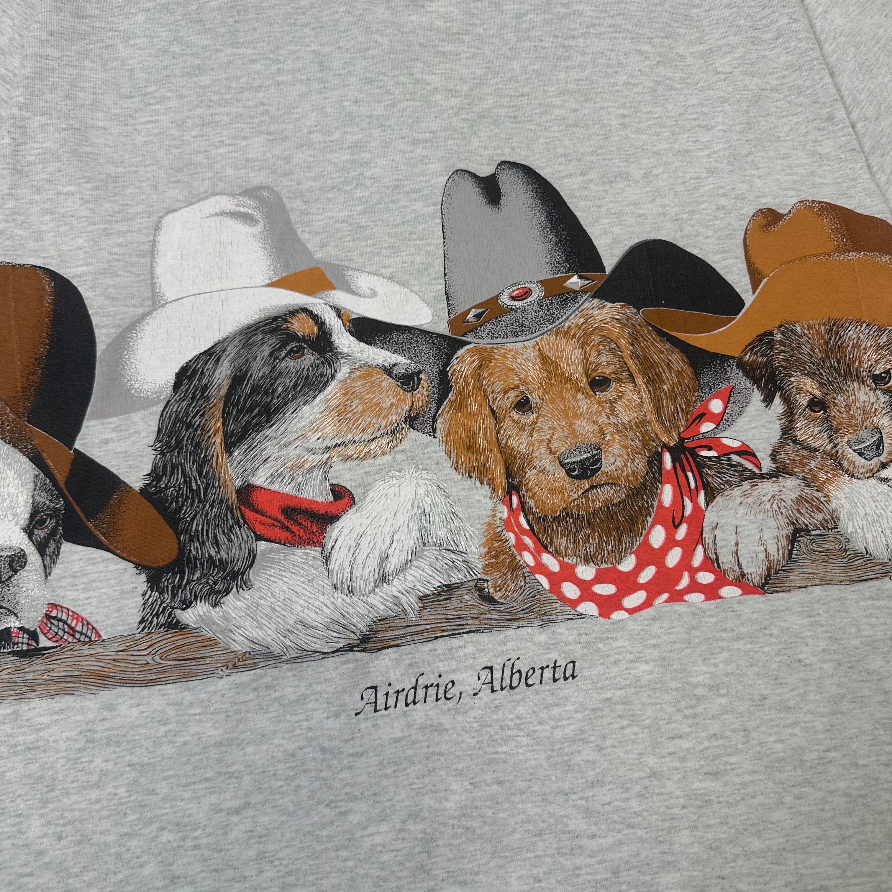 Vintage Airdrie Alberta Cowboy Dogs Graphic Tee L