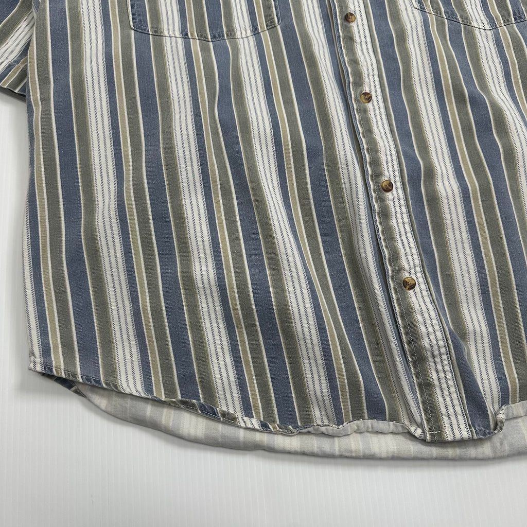 Vintage Private Club Striped Short Sleeve Button Up Shirt 2XL