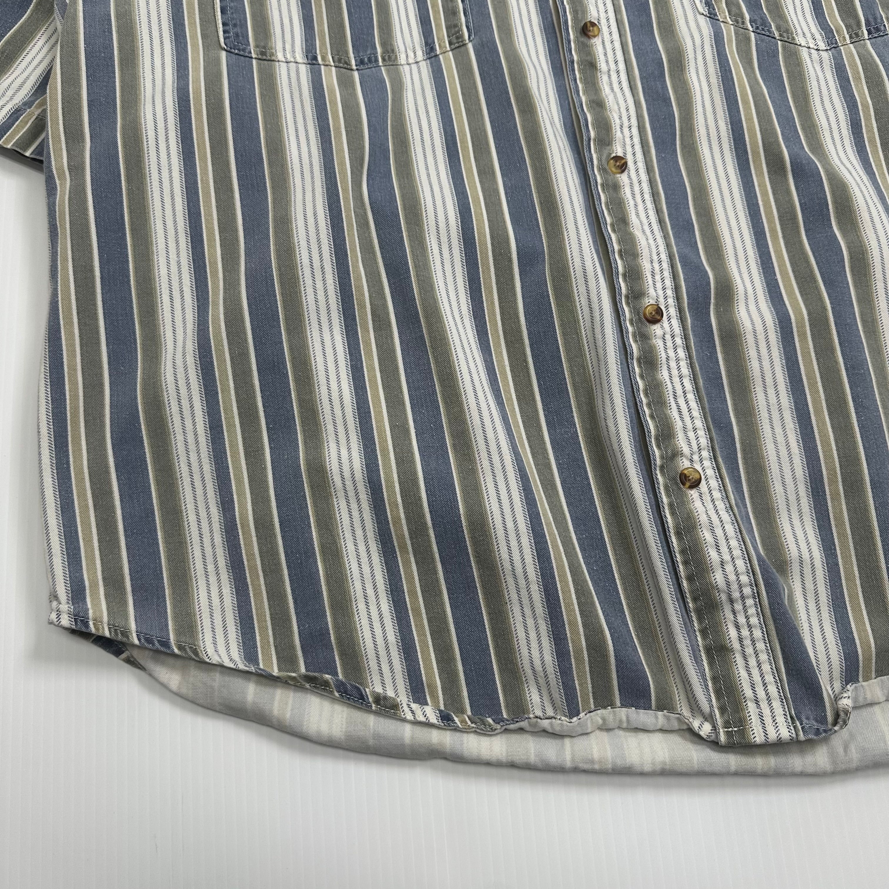 Vintage Private Club Striped Short Sleeve Button Up Shirt 2XL