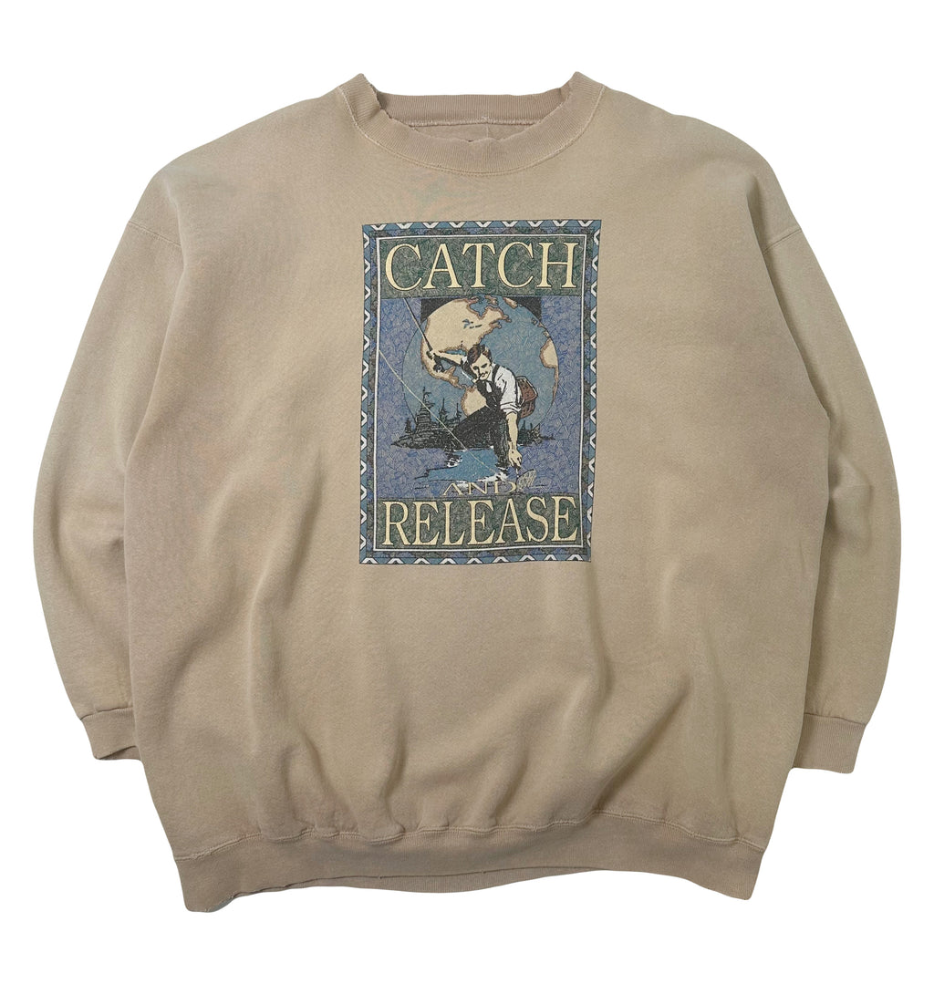Vintage American Eagle Fishing Catch And Release Crewneck XL