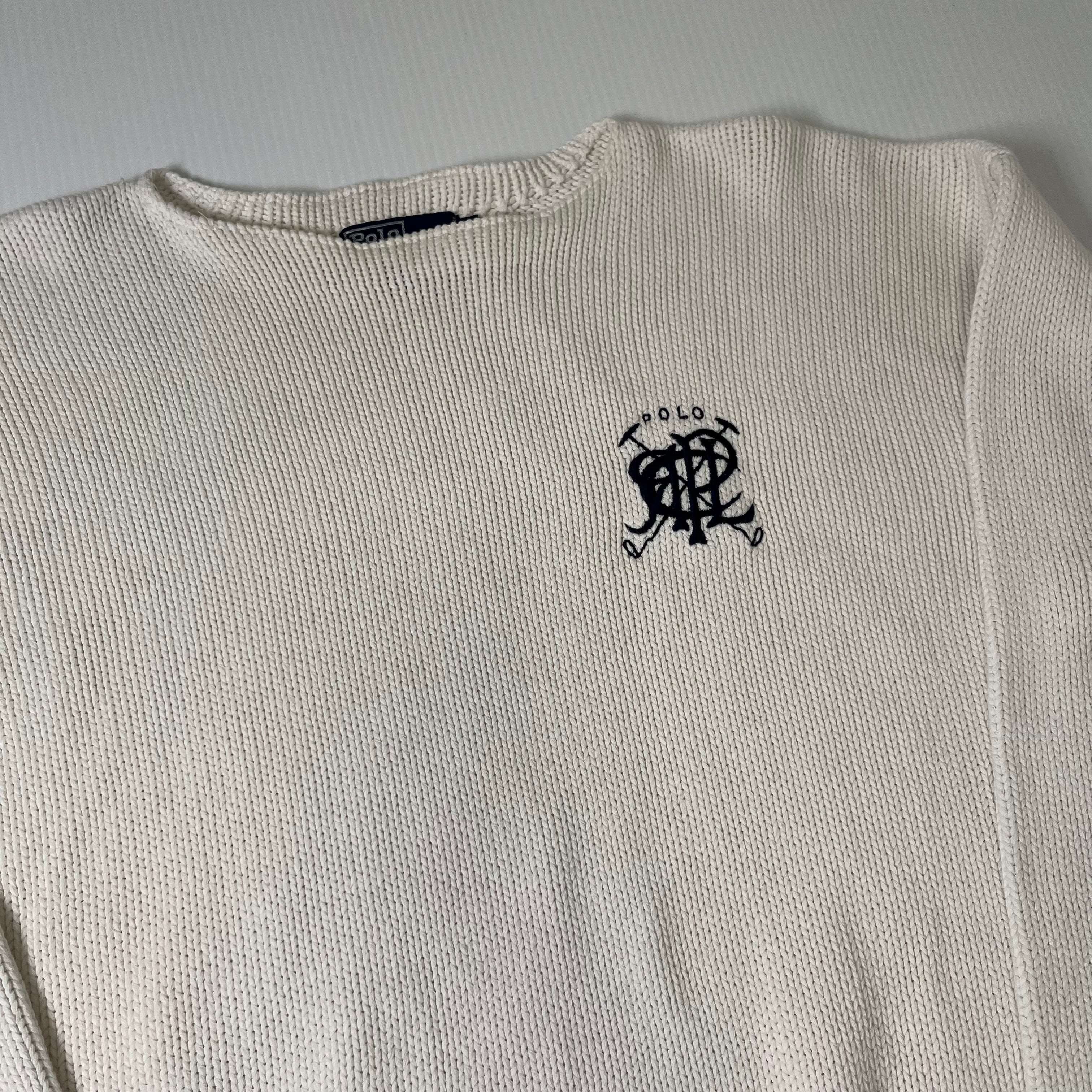 Vintage Polo Ralph Lauren Scribble Logo Knit Sweater L