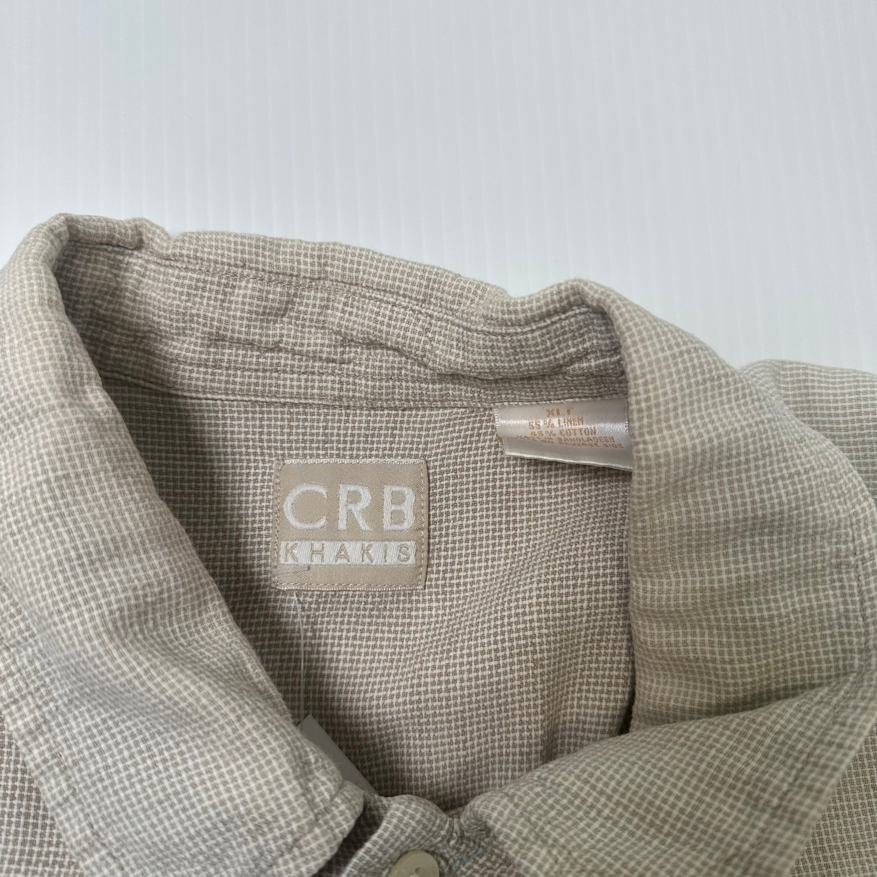 CRB Khakis Linen Blend Short Sleeve Button Up Shirt XLT