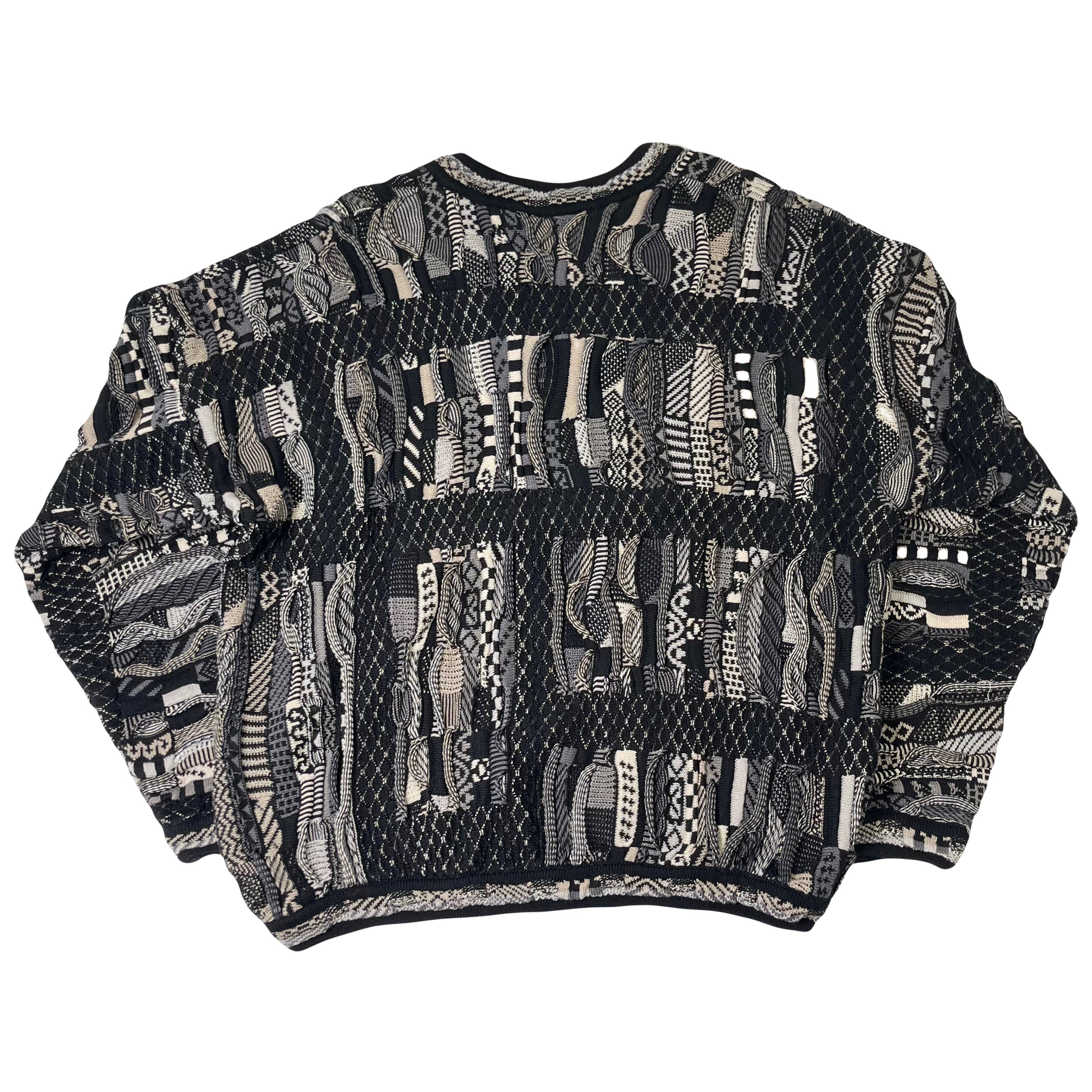 Vintage Tundra 3D Knit V-Neck Sweater XL