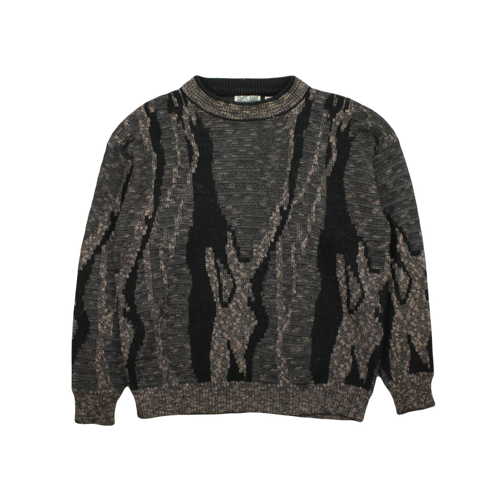 Vintage City Streets Pattern Knit Sweater L