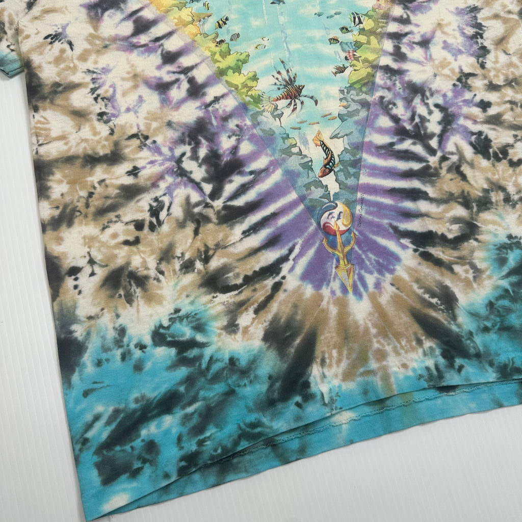 Vintage Liquid Blue Ocean Life Tie Dye AOP Tee M