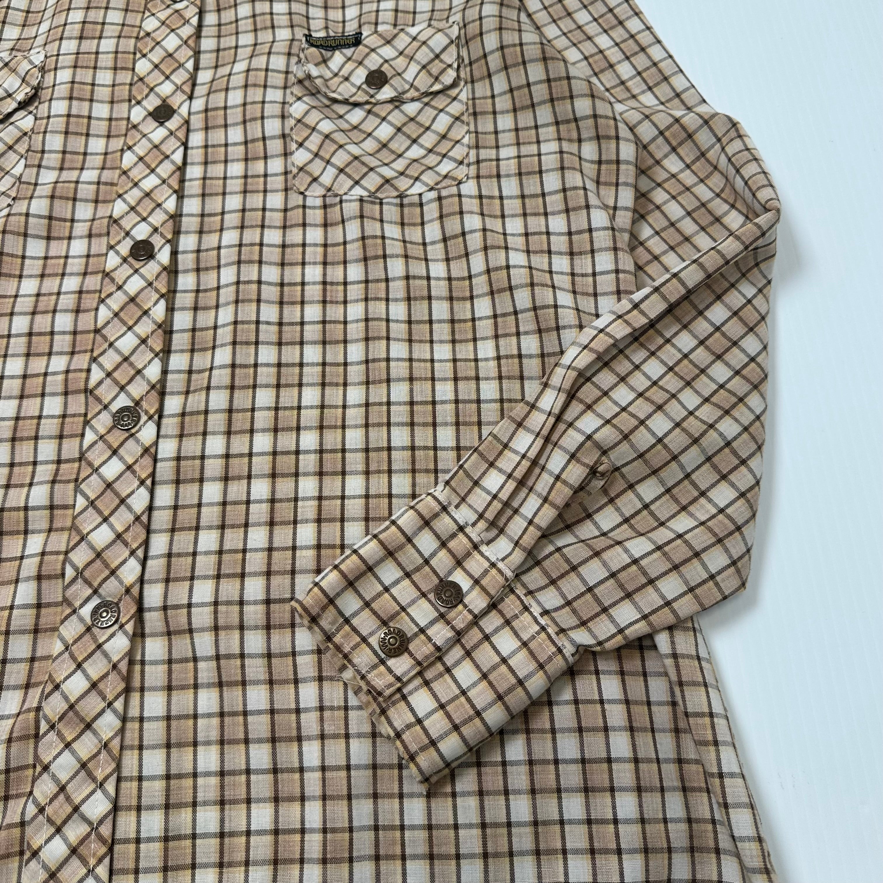 Vintage Road Runner Plaid Button Up Shirt M
