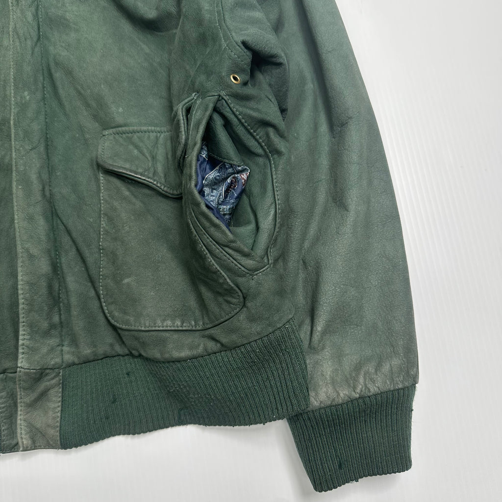 Vintage Paris Sport Club Leather Bomber Jacket S