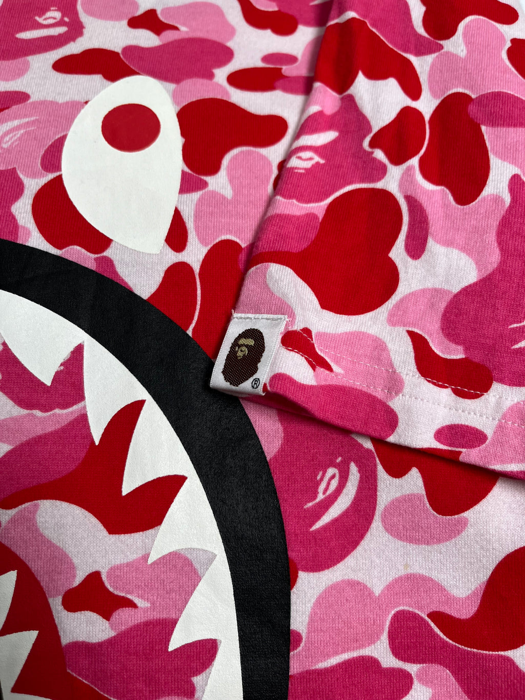 A Bathing Ape Pink Camo Shark Tee L