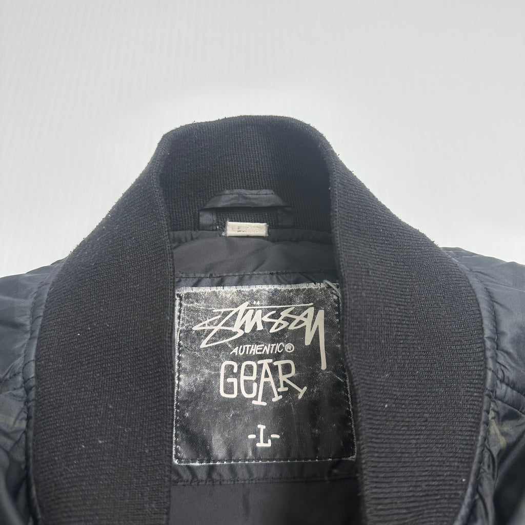 Stüssy Embroidered Logo Plaid Puffer Jacket L