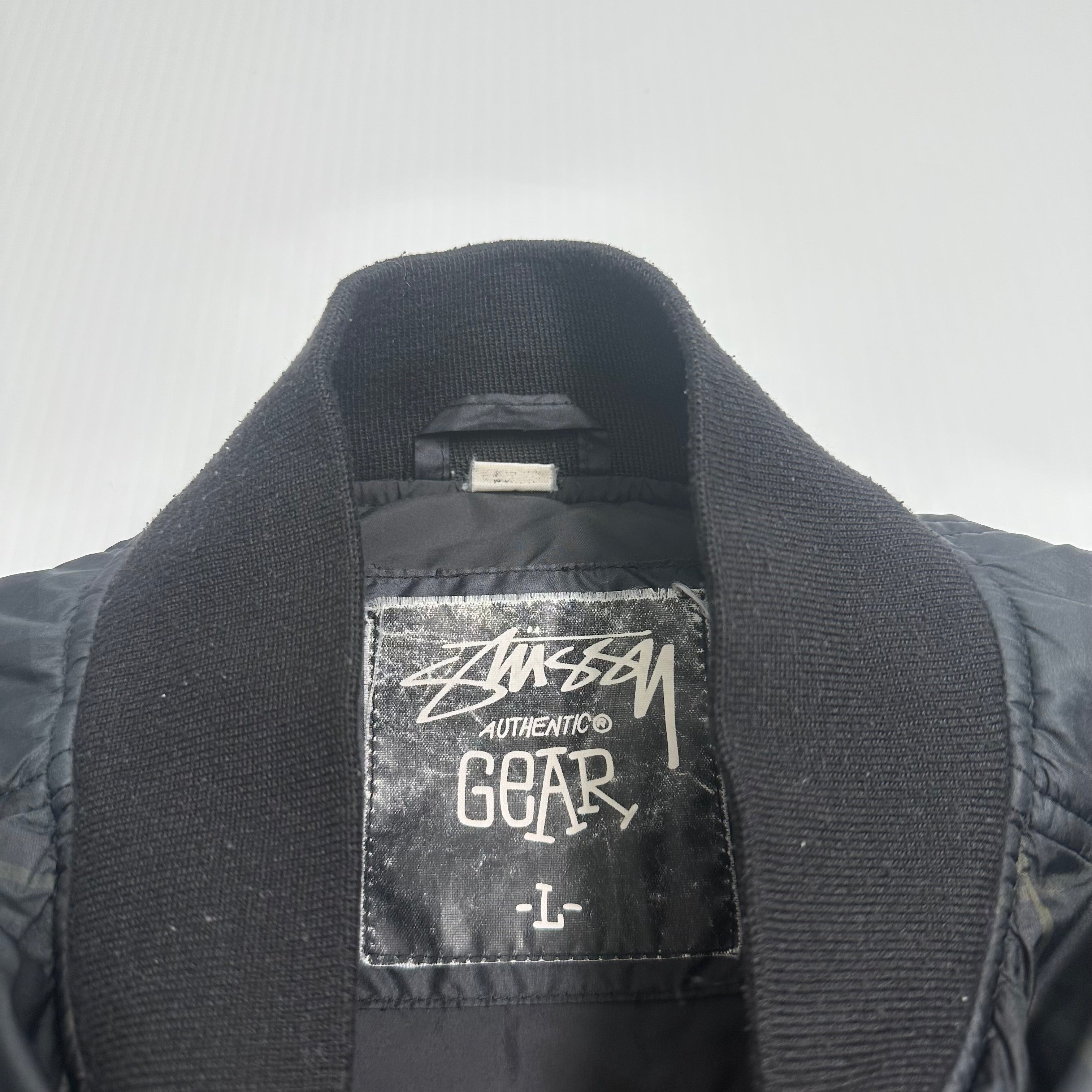 Stüssy Embroidered Logo Plaid Puffer Jacket L