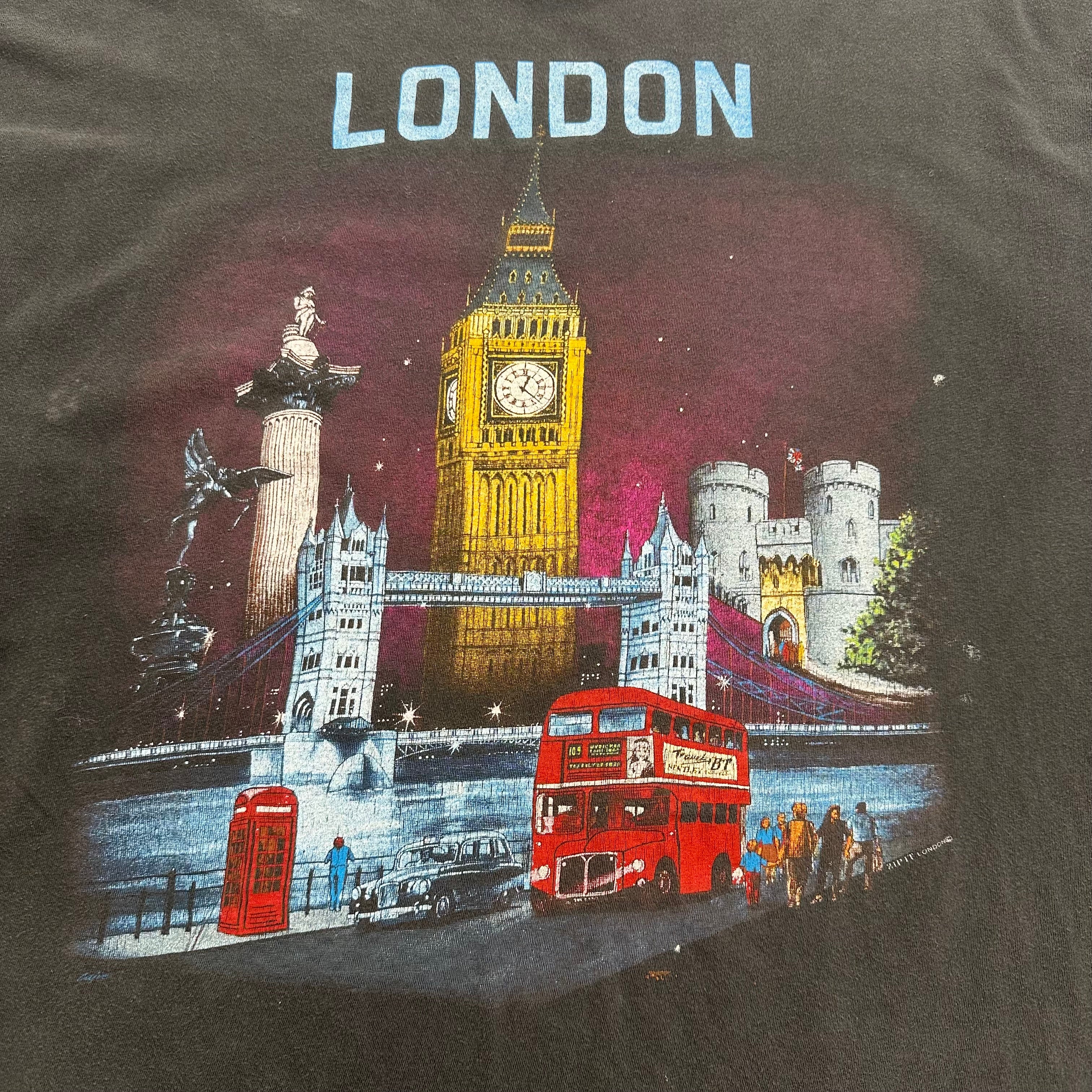 Vintage London Big Ben Faded Graphic Tee L