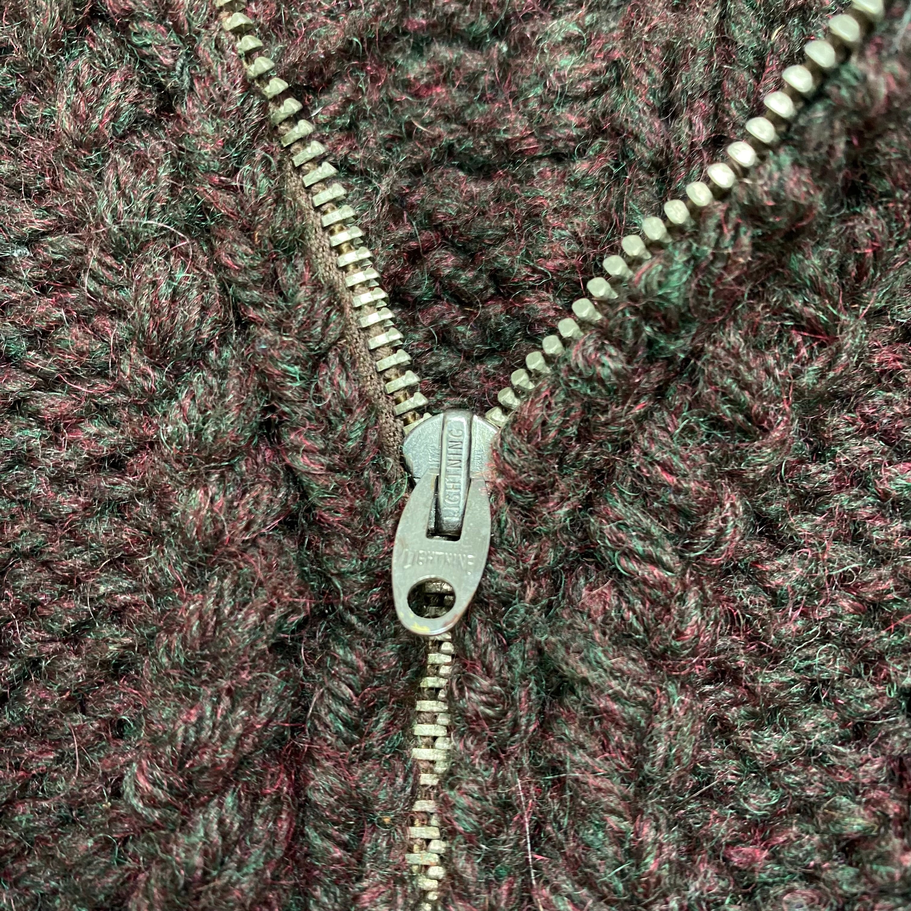 Vintage Brown Full Zip Sweater L