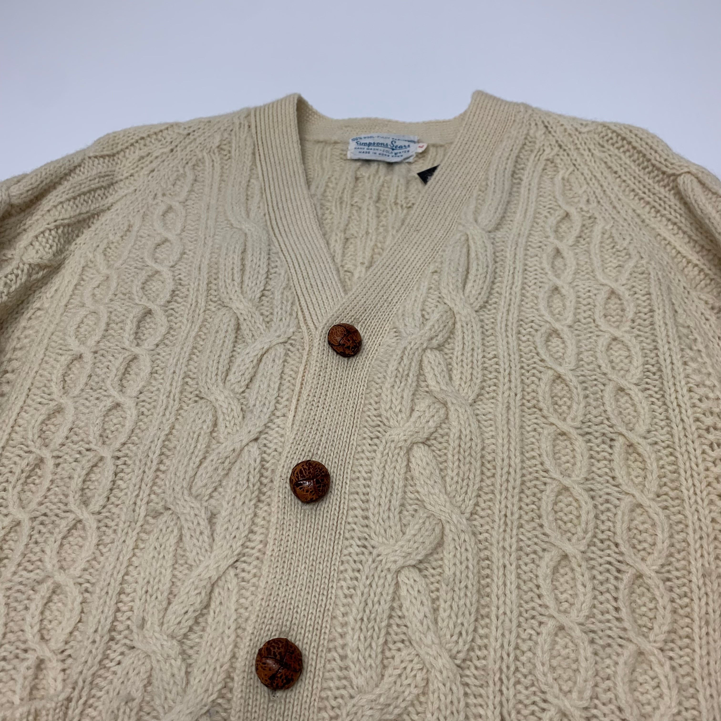Vintage Cable Knit Cardigan L