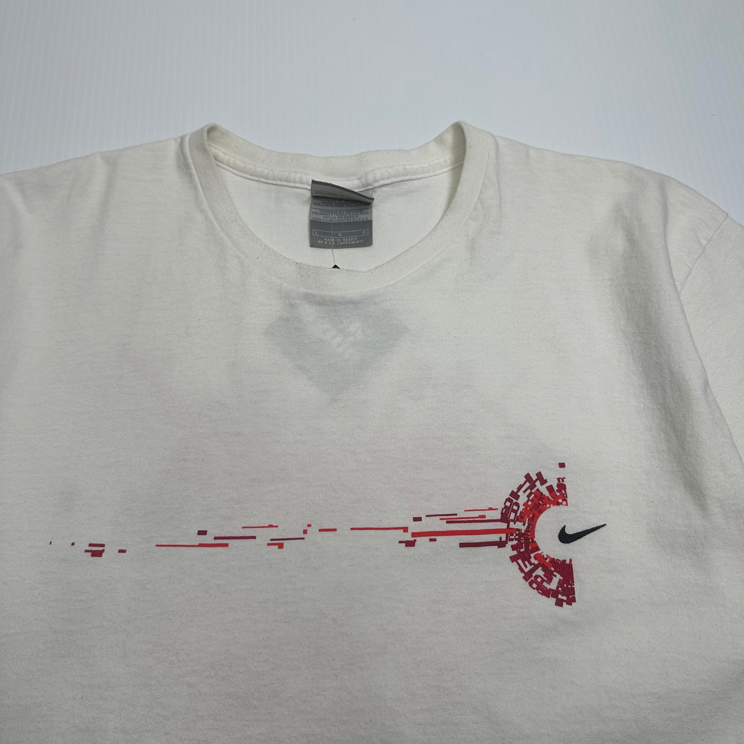 Y2K Nike Swoosh Pixel Graphic Tee L