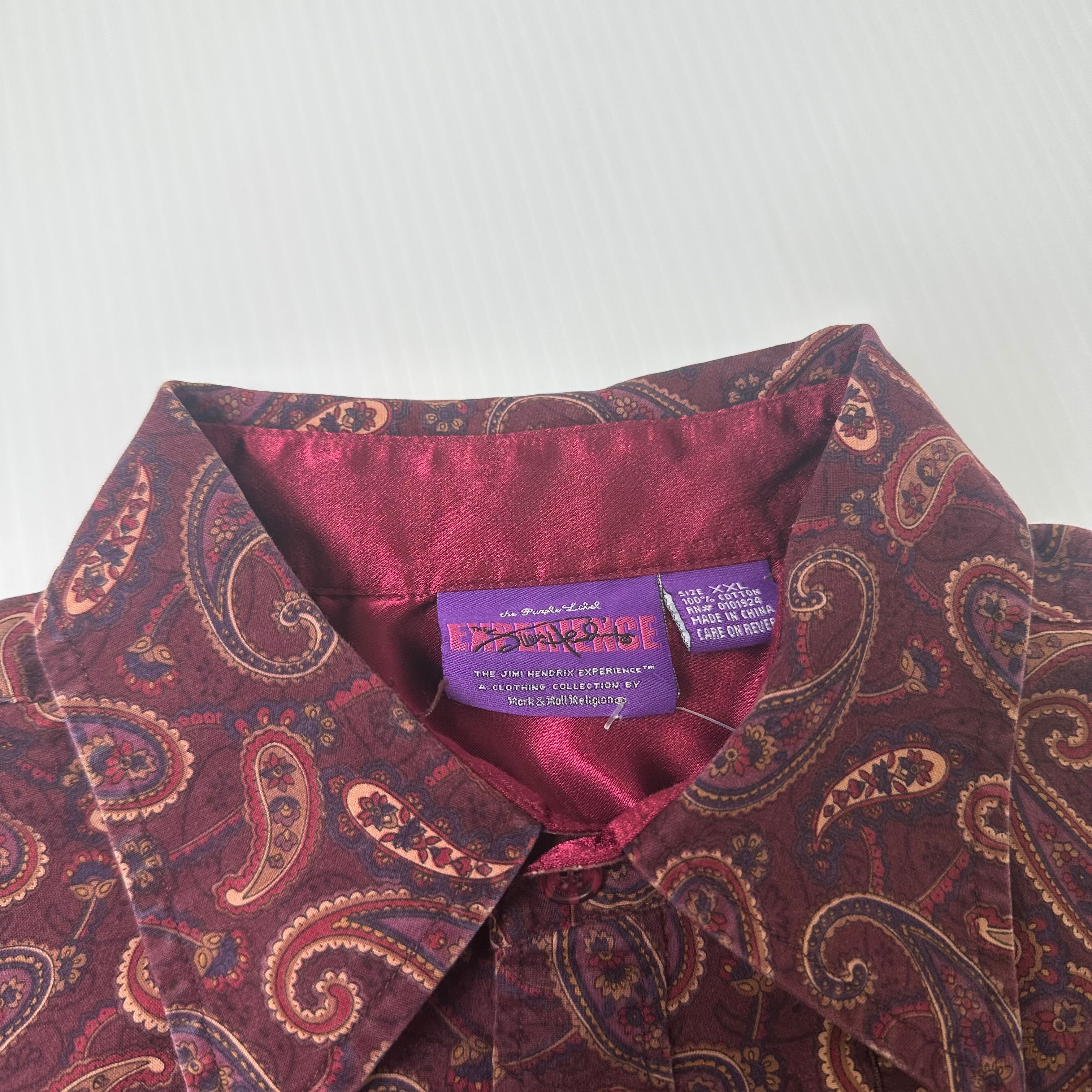 Jimi Hendrix Experience Paisley Button Up Shirt XXL