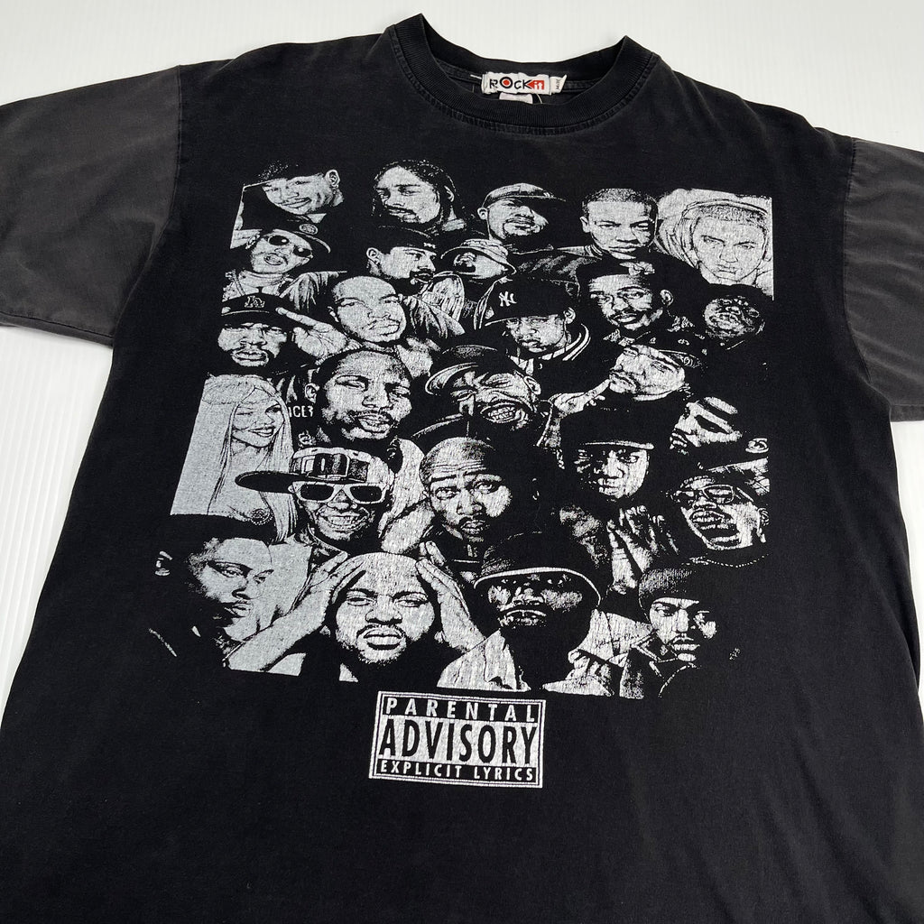 Parental Advisory Rapper Portraits Graphic Tee M