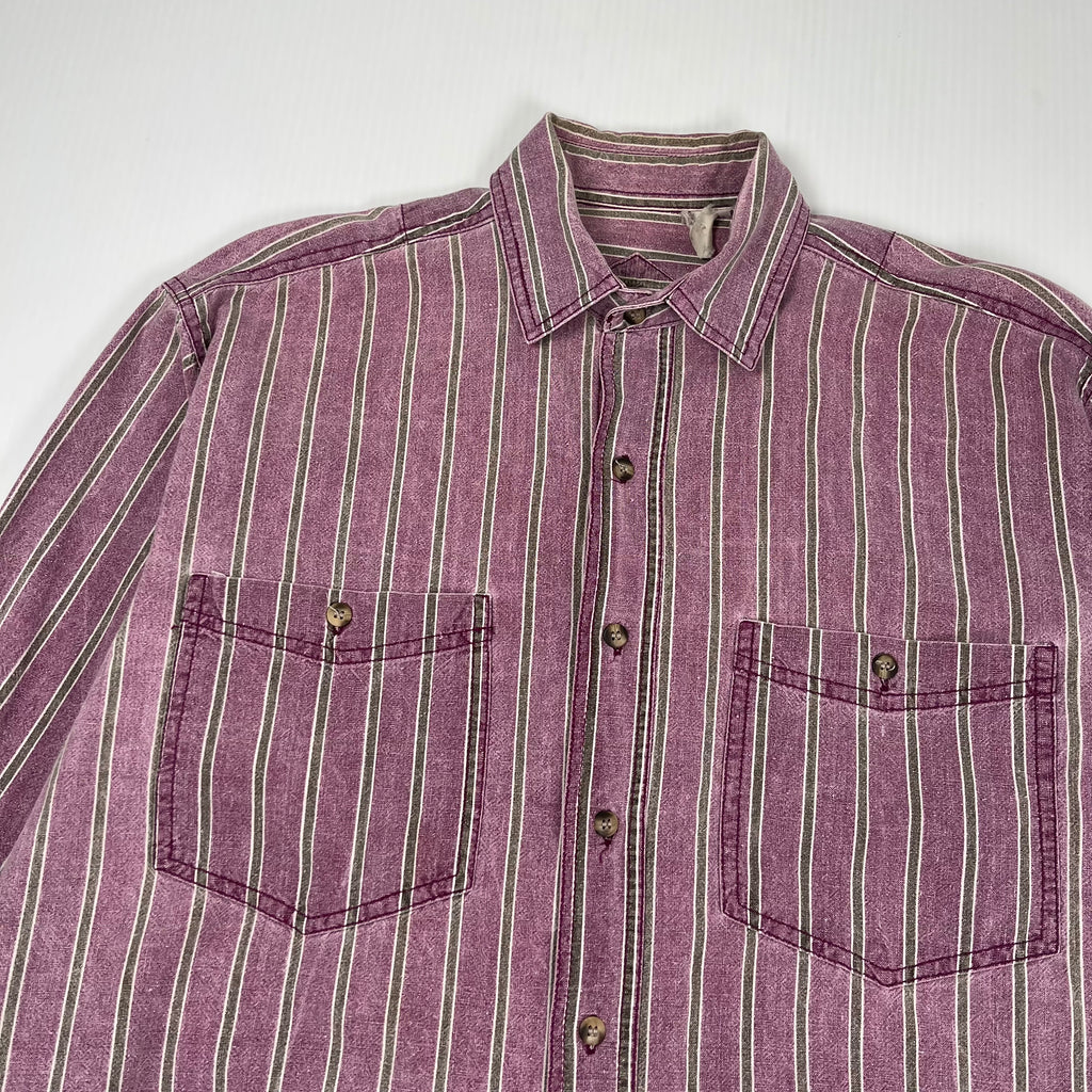 Vintage Saturdays Striped Button Up Shirt L