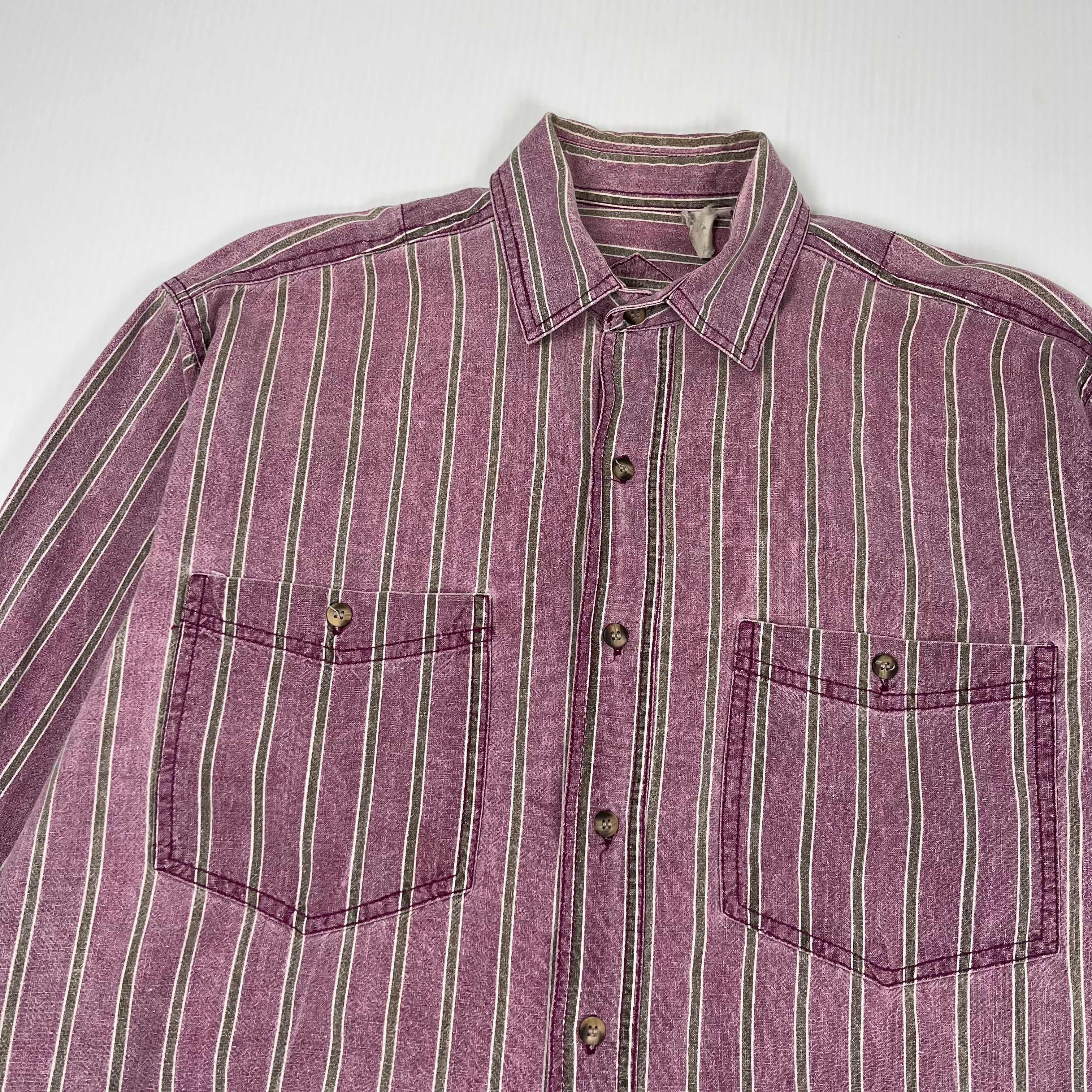 Vintage Saturdays Striped Button Up Shirt L